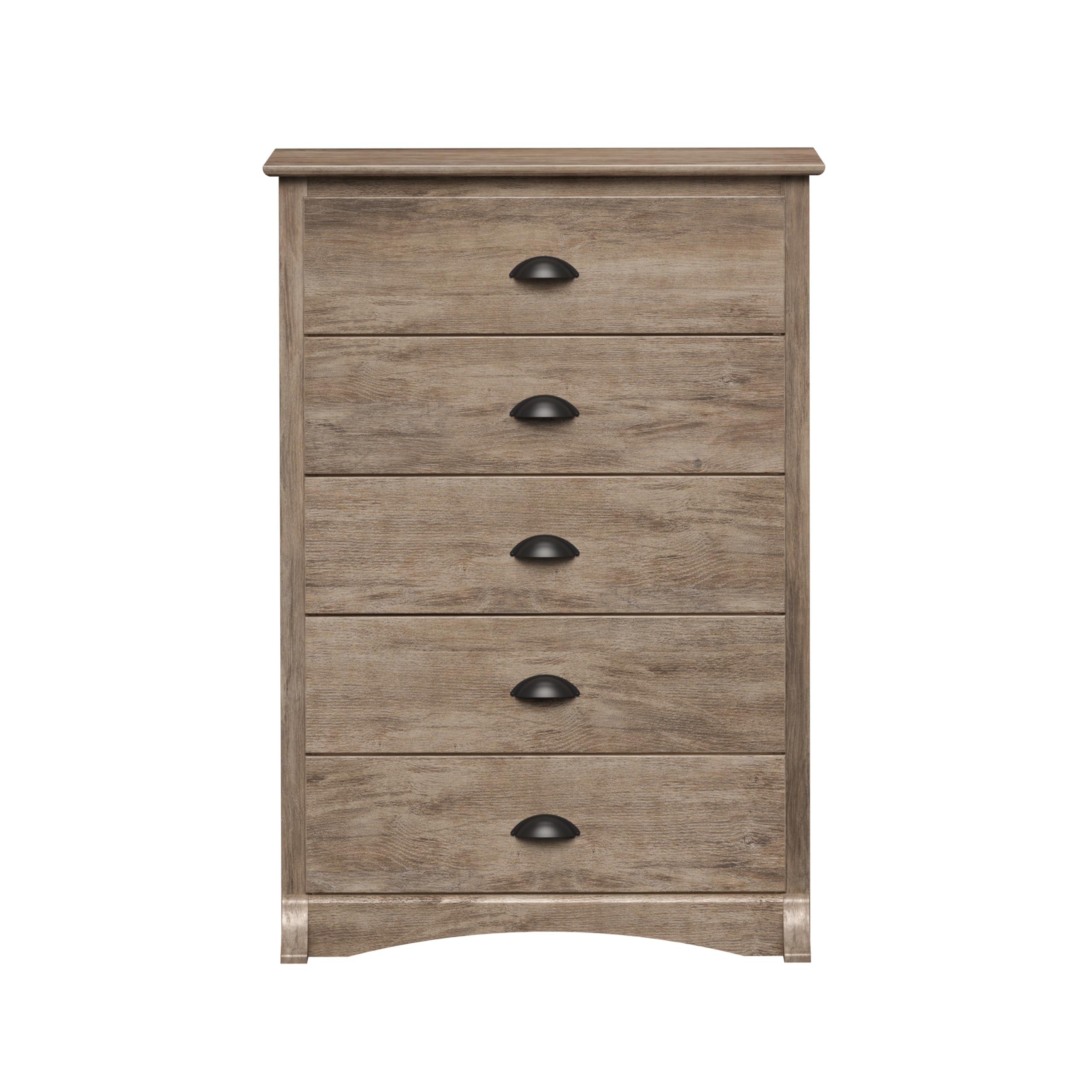 Prepac Salt Spring Rustic 5-Drawer Tall Dresser - Farmhouse Bedroom Chest of Drawers 17.75