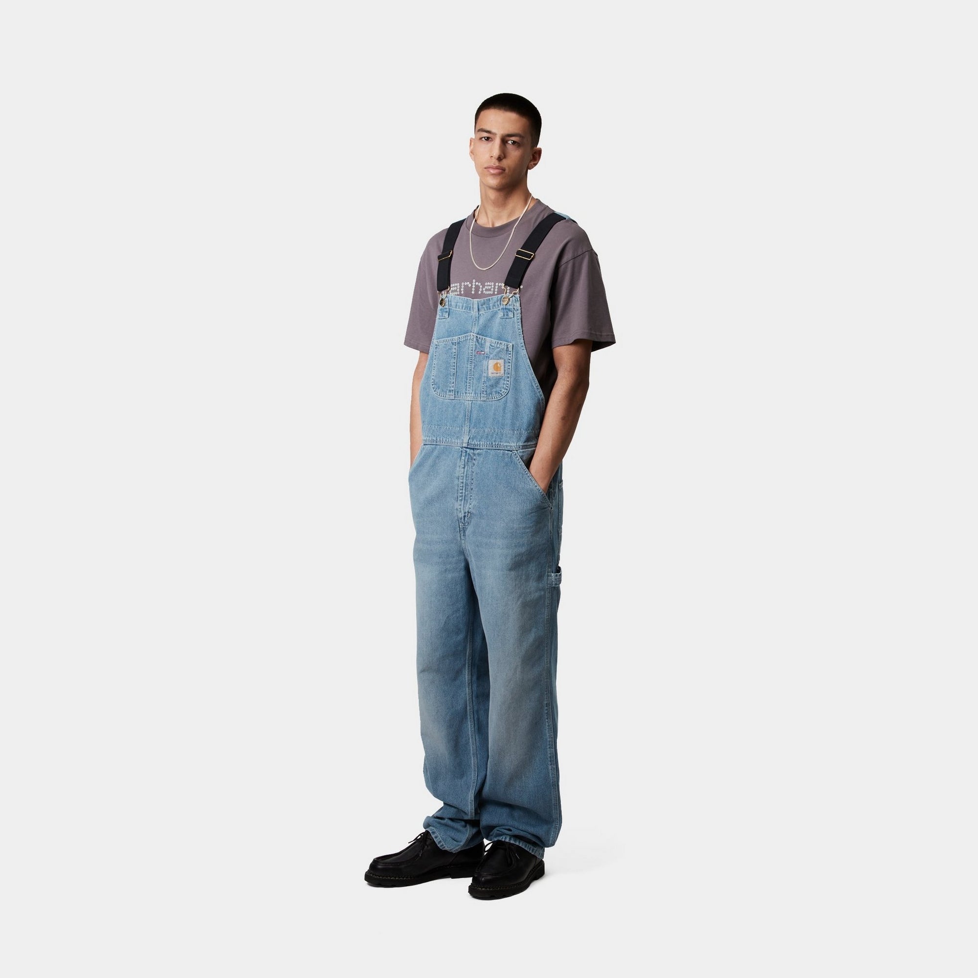 Men's Light Washed Blue Denim Bib Overalls - Durable & Comfortable Workwear for Farming, Construction & Outdoor Activities