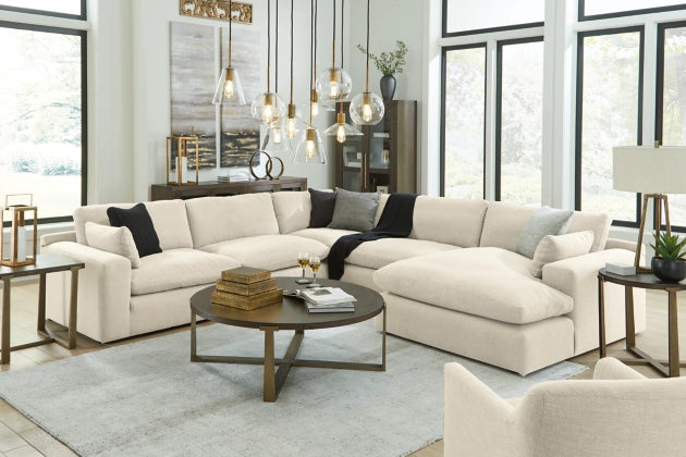 Elyza 5-Piece Sectional Sofa with Right-Hand Facing Chaise in Premium Linen Fabric - Perfect for Living Room, Family Room & Home Theater Comfort