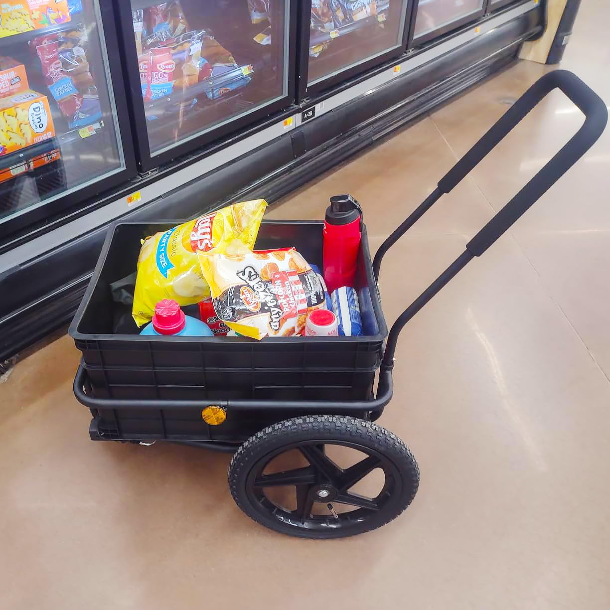 Xspec 2-in-1 Bike Cargo Trailer & Pushcart - Convertible Bicycle Trailer with Removable Storage Box, Waterproof Cover, Tow Hitch & Adjustable Handlebar - Perfect for Grocery Shopping, Camping Trips & Family Outings (Black)