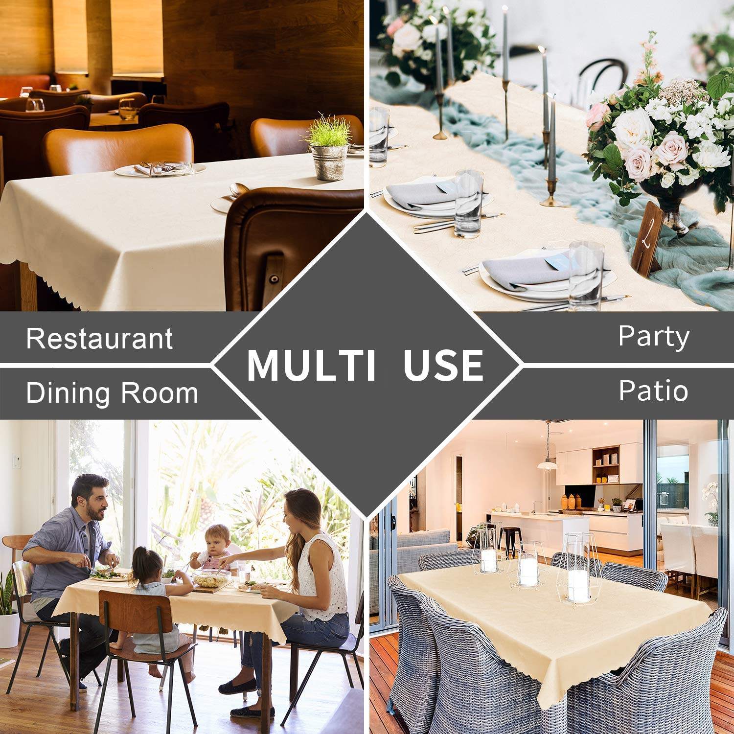 Smiry Heavy Duty Waterproof Vinyl Tablecloth, Wipeable Washable Rectangle Table Cover for Kitchen and Dining Room, Durable Brown 60