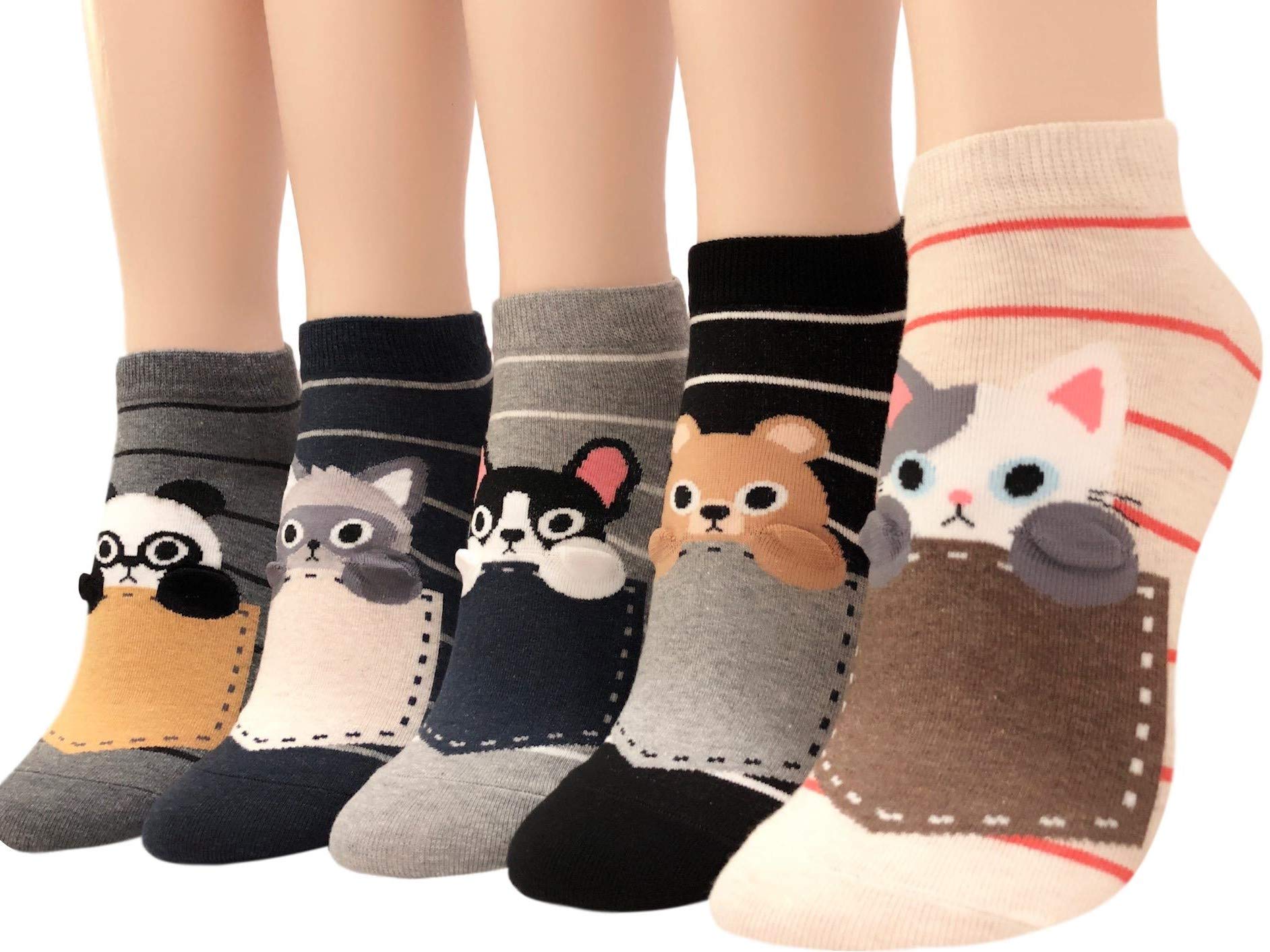 Women's Cute Animal Print Ankle Socks - Soft Comfortable Breathable Socks for Teen Girls - Perfect Gift for Birthday, Christmas - Great for School, Sports, and Everyday Wear