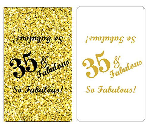 35 & Fabulous Mini Candy Bar Wrappers (Set of 60) - DIY Miniature Chocolate Bar Stickers & Labels for Birthday Party Favors, Baby Showers & Wedding Decorations - Made in USA - Perfect for Candy Buffets, Gift Packaging & Sweet Table Displays