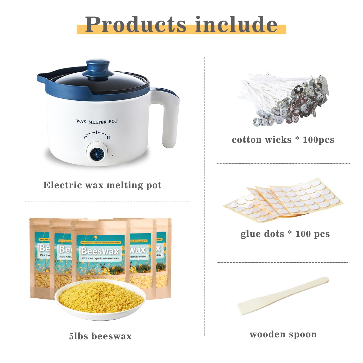 Premium Beeswax Candle Making Kit with Electric Wax Melter - 5lbs Natural Beeswax for DIY Candles, Arts & Crafts | Perfect for Home Decor, Gifts & Relaxation Therapy