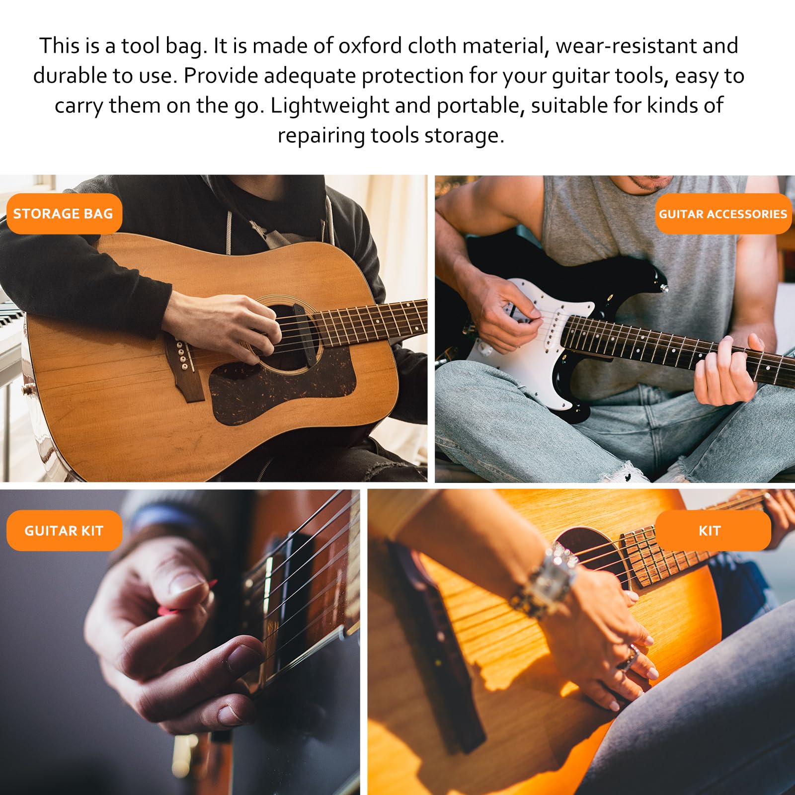 Foldable Guitar Accessory Organizer Bag - Black Storage Case for Picks, Strap, Capo & Strings | Easy Access Pockets | Perfect for Travel, Practice & Gig Storage