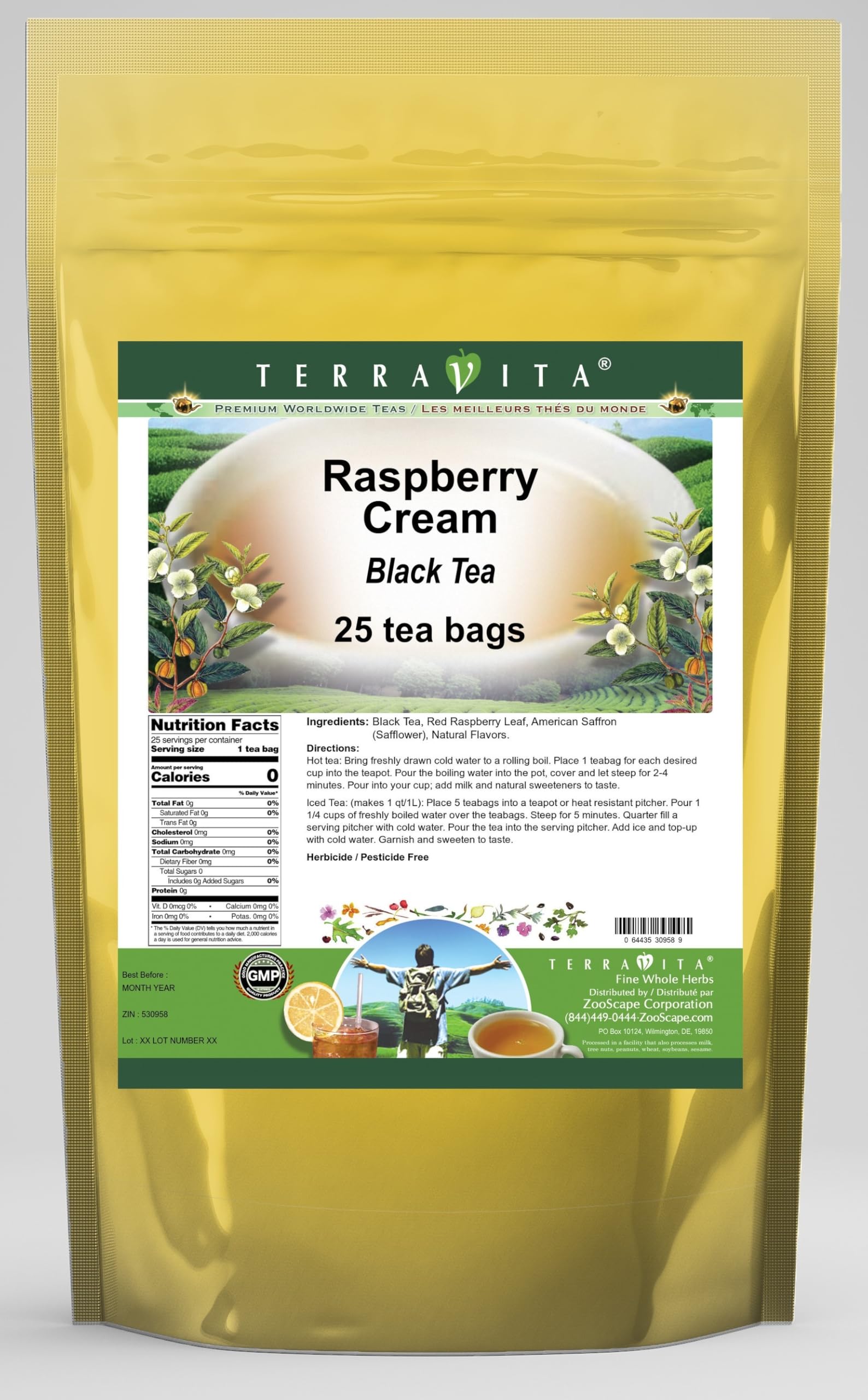 Premium Raspberry Cream Black Tea - 25 Individually Wrapped Tea Bags | Rich Flavor & Aromatic Blend | Perfect for Afternoon Tea, Gifts & Relaxation