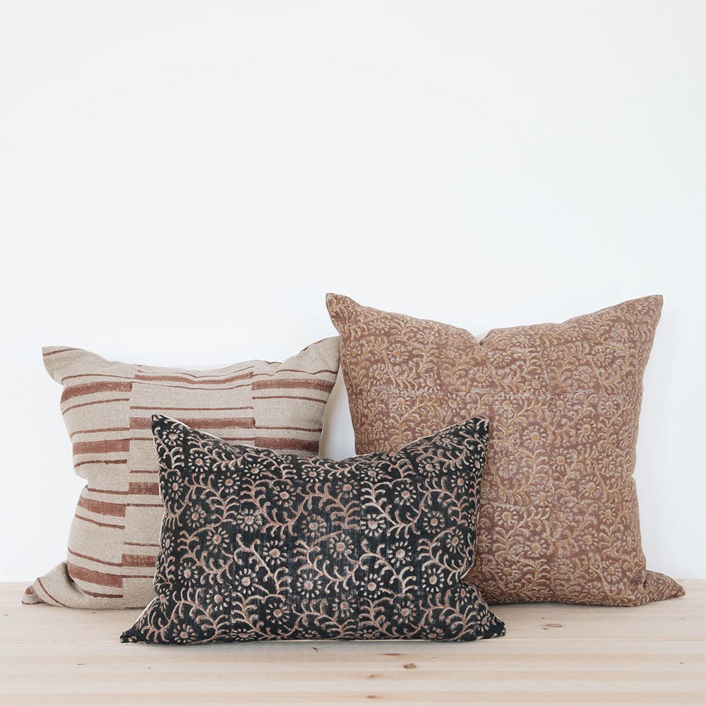 Handmade Linen Block Printed Pillow Cover No. 0928 - Bohemian Home Decor for Living Room, Bedroom & Sofa
