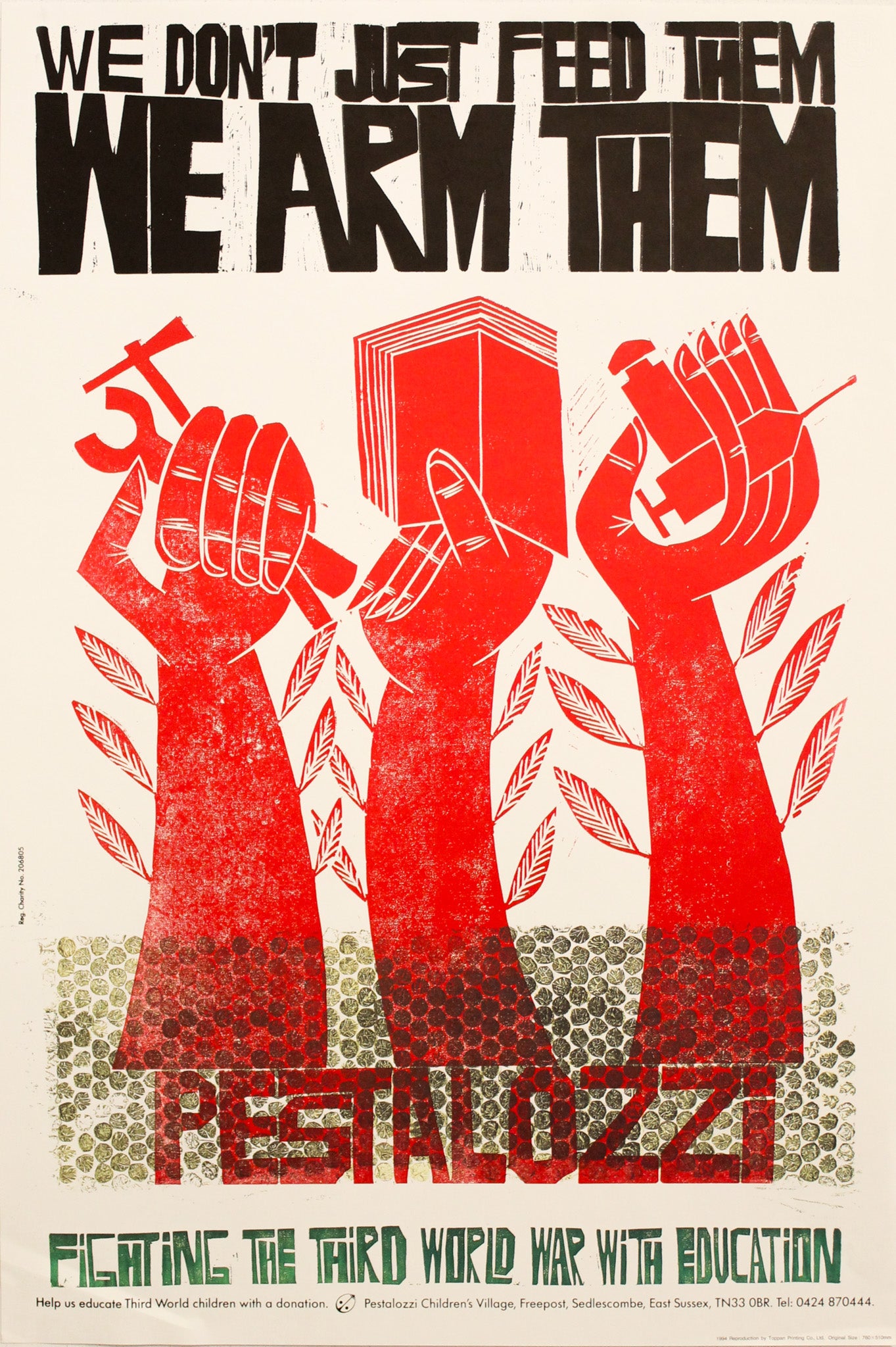 1994 British Vintage Poster - 'We Don't Just Feed Them, We Arm Them' - The 100 Best Posters Collection - Perfect for Home Decor, Office Wall Art & Retro Gift Ideas