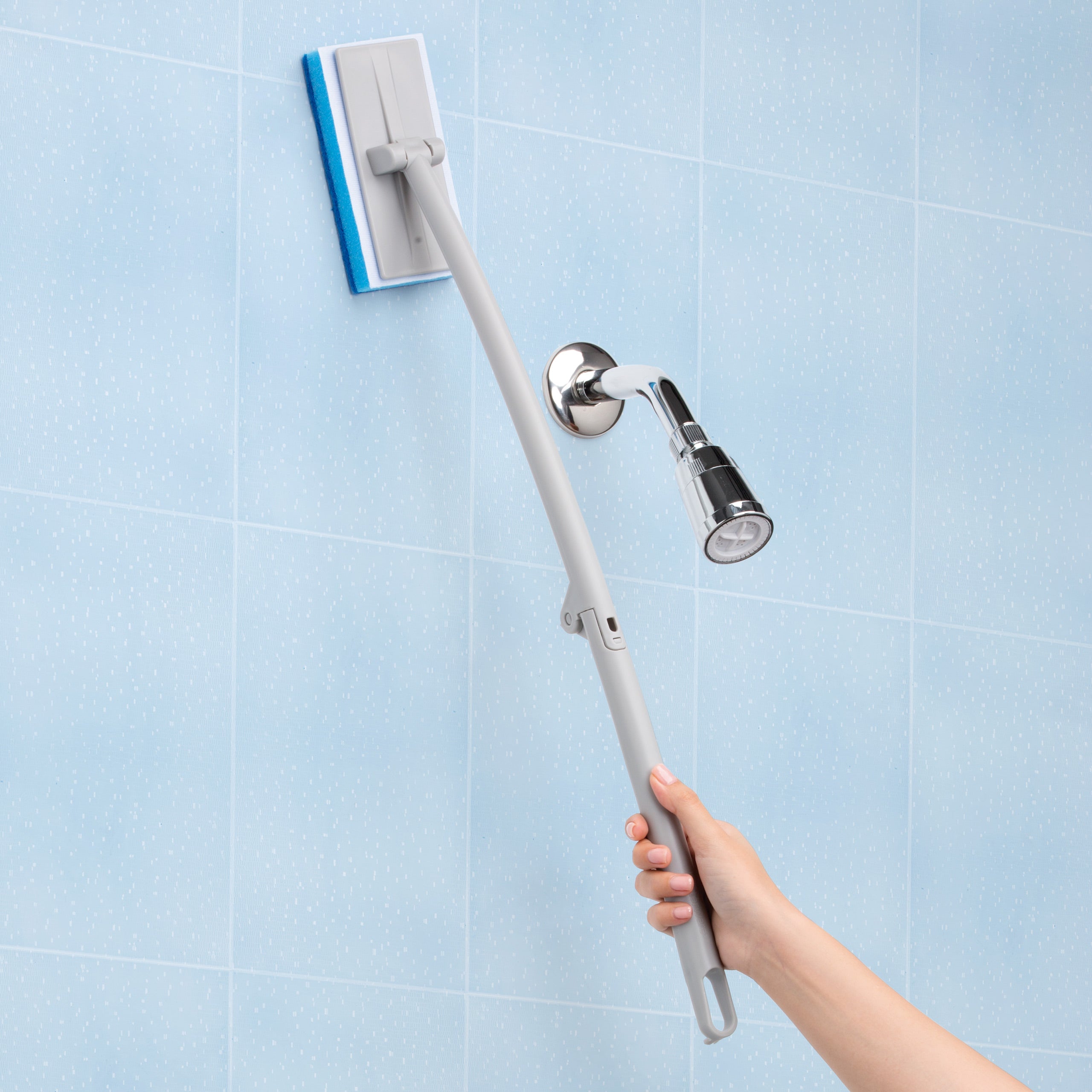 Extendable Tile Scrubber Brush - Heavy Duty Cleaning Tool for Bathroom, Kitchen & Shower Tiles - Long Handle Floor Grout Cleaner with Adjustable Pole for Deep Cleaning Hard-to-Reach Areas