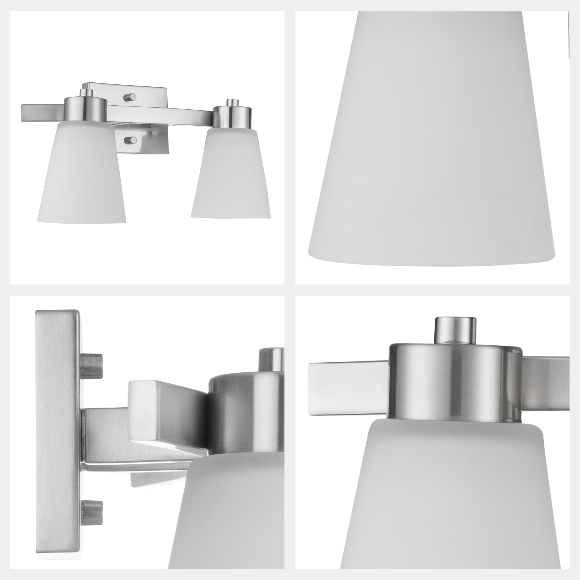 Fairendale 2-Light Vanity Light Fixture with Frosted Glass Shades and Brushed Nickel Finish - Perfect for Bathroom, Bedroom, or Dressing Room Lighting