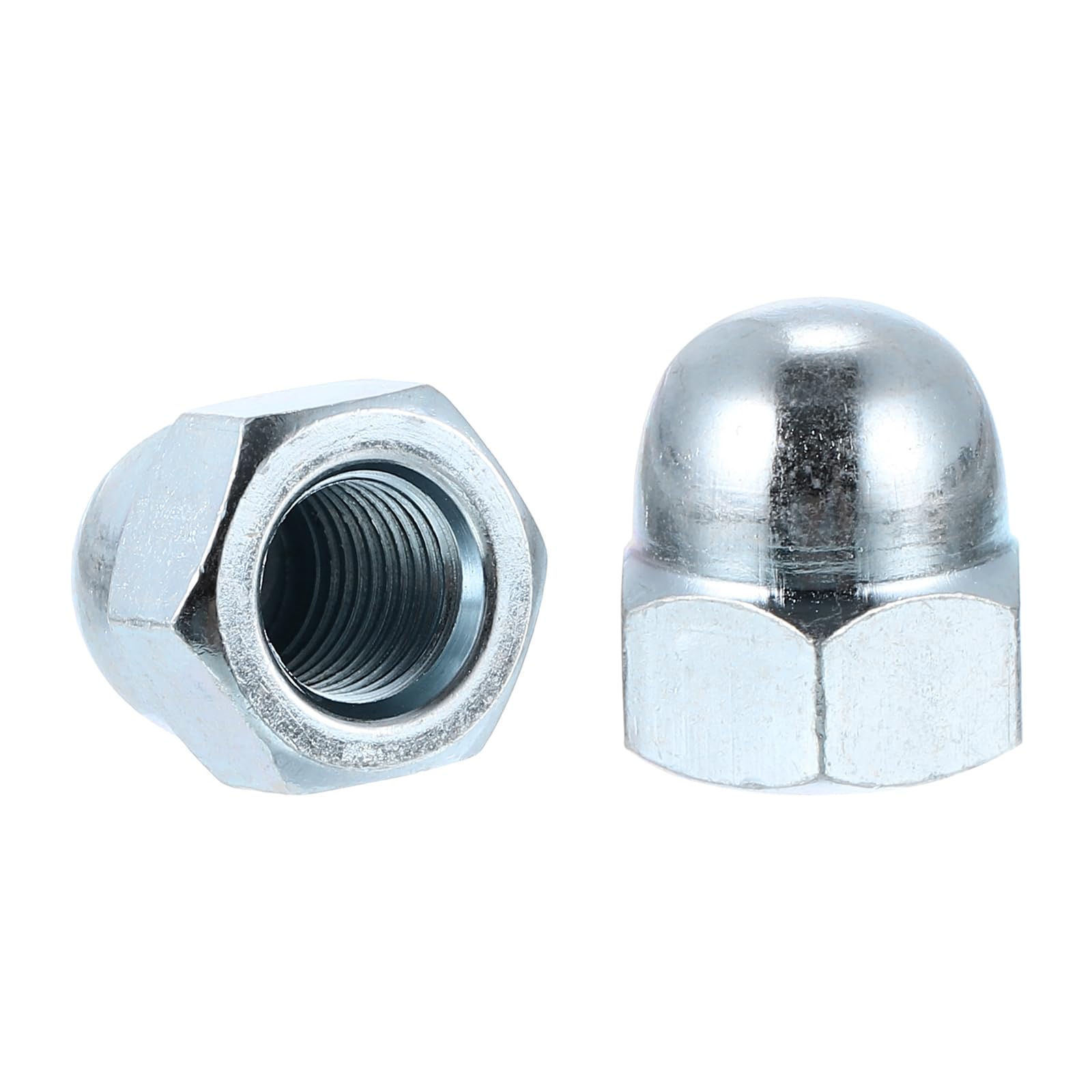 50Pcs M10x1.25 Carbon Steel Acorn Cap Nuts - Chrome Finish Dome Head Bolt Cover Hardware (Perfect for Automotive, Furniture & DIY Projects)