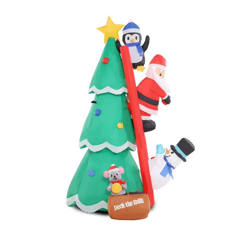 6ft Inflatable Christmas Tree with Santa & Friends - Holiday Yard Decoration for Outdoor Festive Decor