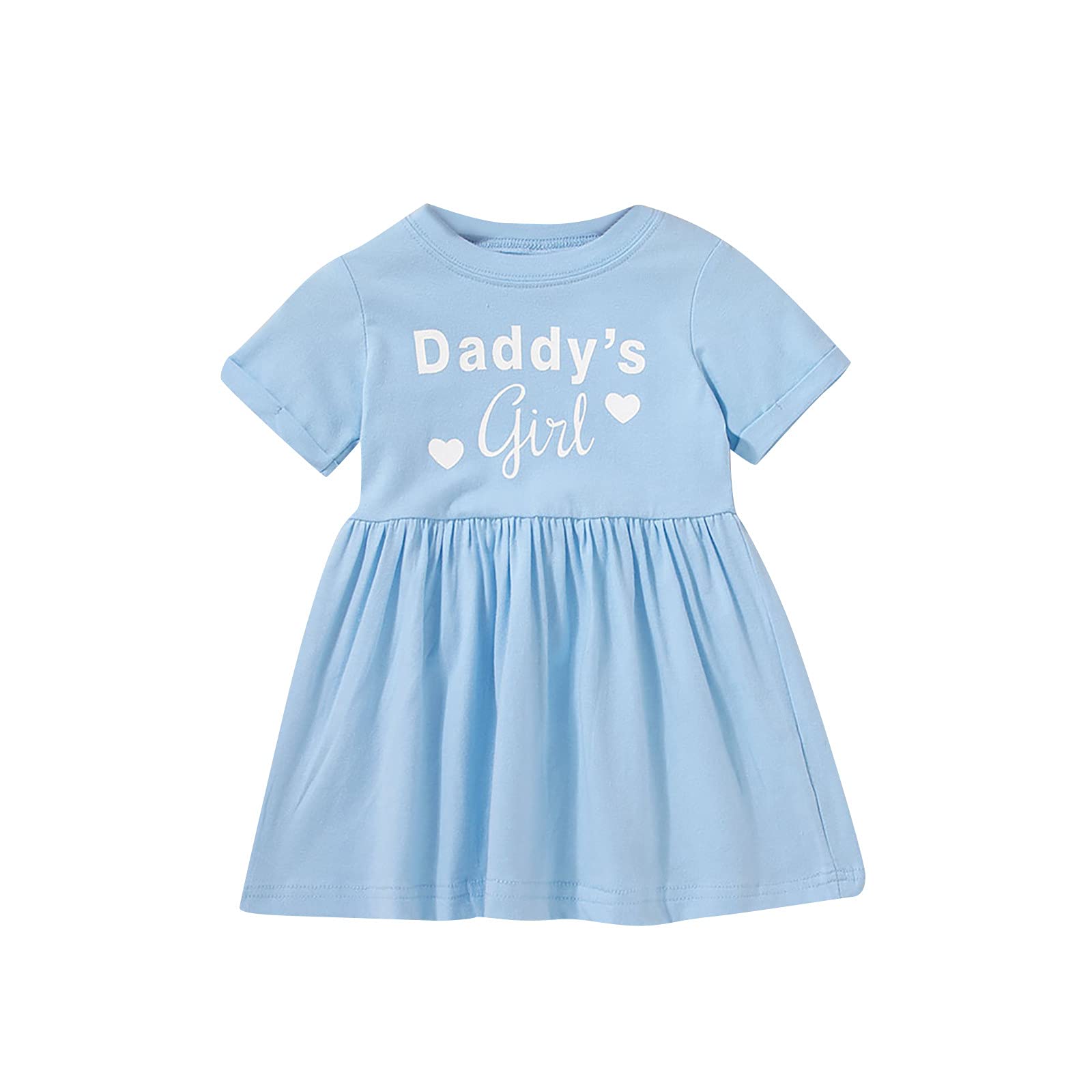 Toddler Girls Summer Cotton Dress - Short Sleeve Loose A-Line Skirt with 'Daddy's Girl' Letter Print | Perfect for Beach Outings, Birthday Parties & Family Photos