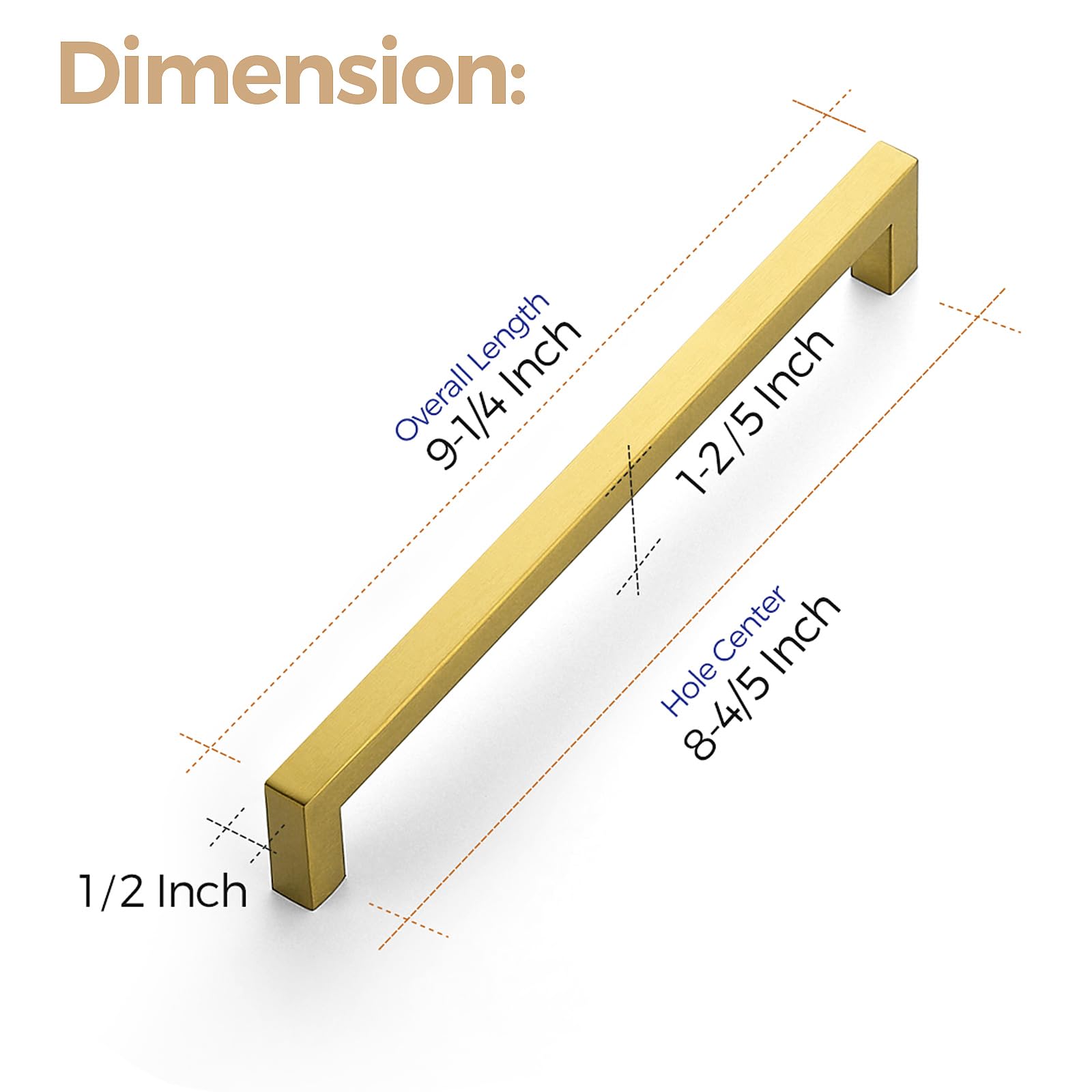 Ravinte 8-4/5 Inch Brushed Brass Cabinet Handles - 1 Pack Square Drawer Pulls for Kitchen Cabinets, Cupboards & Furniture | Durable Hardware for Modern & Traditional Home Decor