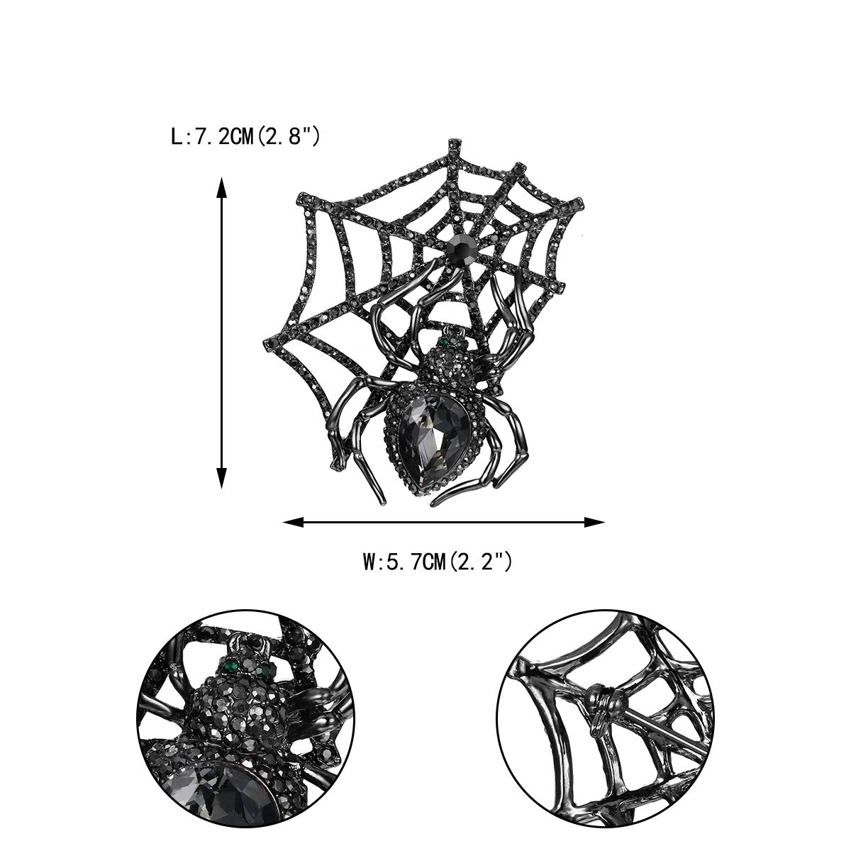 EVER FAITH Austrian Crystal Halloween Gothic Style Spider Web Teardrop Brooch Pin - Elegant Gothic Jewelry for Halloween Costume, Party Accessories & Witch Outfits