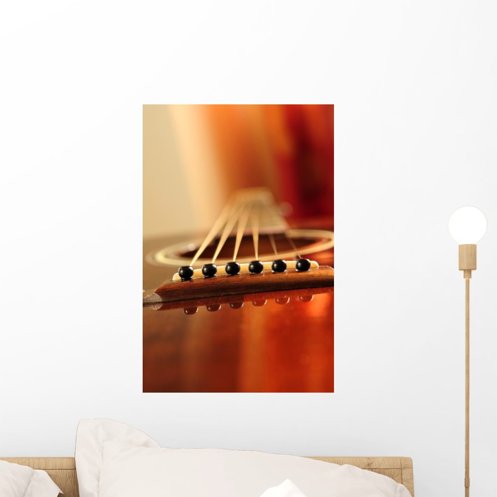 Wallmonkeys Acoustic Guitar Bridge and Strings Close-Up Wall Decal - Peel and Stick Graphic Art (18