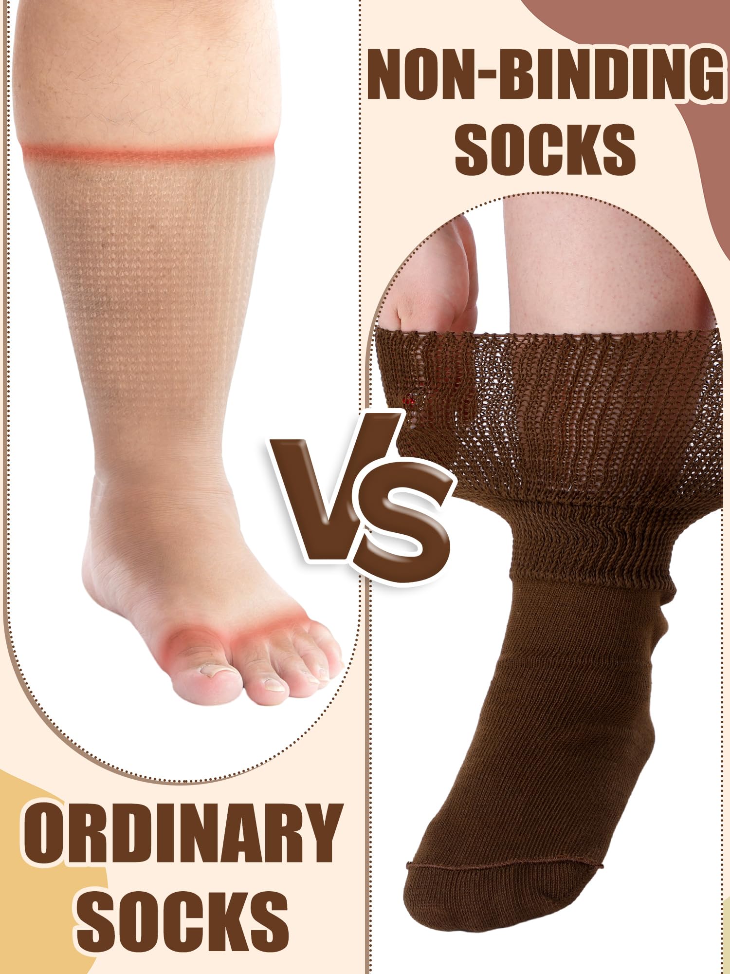 4 Pairs Wide Lymphedema Socks for Women 9-11 - Comfort for Swollen Feet & Bariatric Use