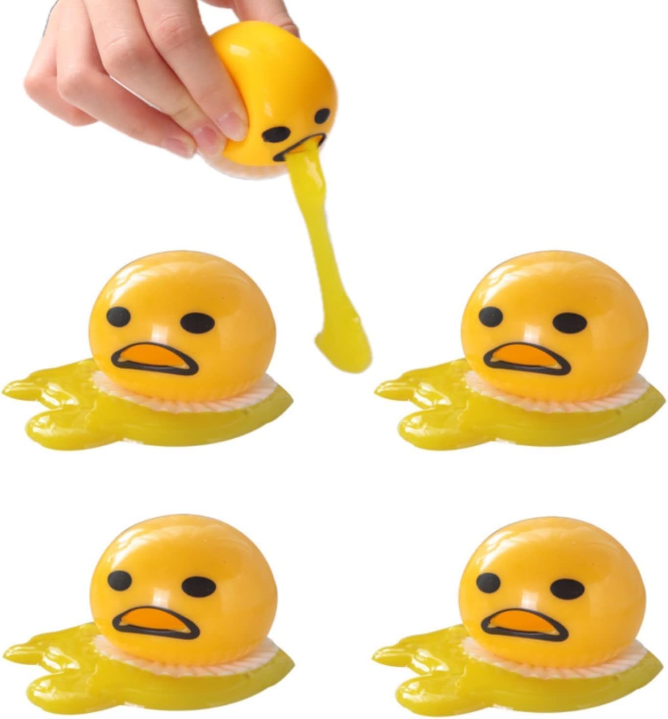 5Pcs Vomiting Egg Stress Ball - Funny Puking Egg Halloween Toys & Novelty Stress Relief Squeeze Toys - Perfect for Gag Gifts, Prank Jokes, Office Desk Decor and Party Favors