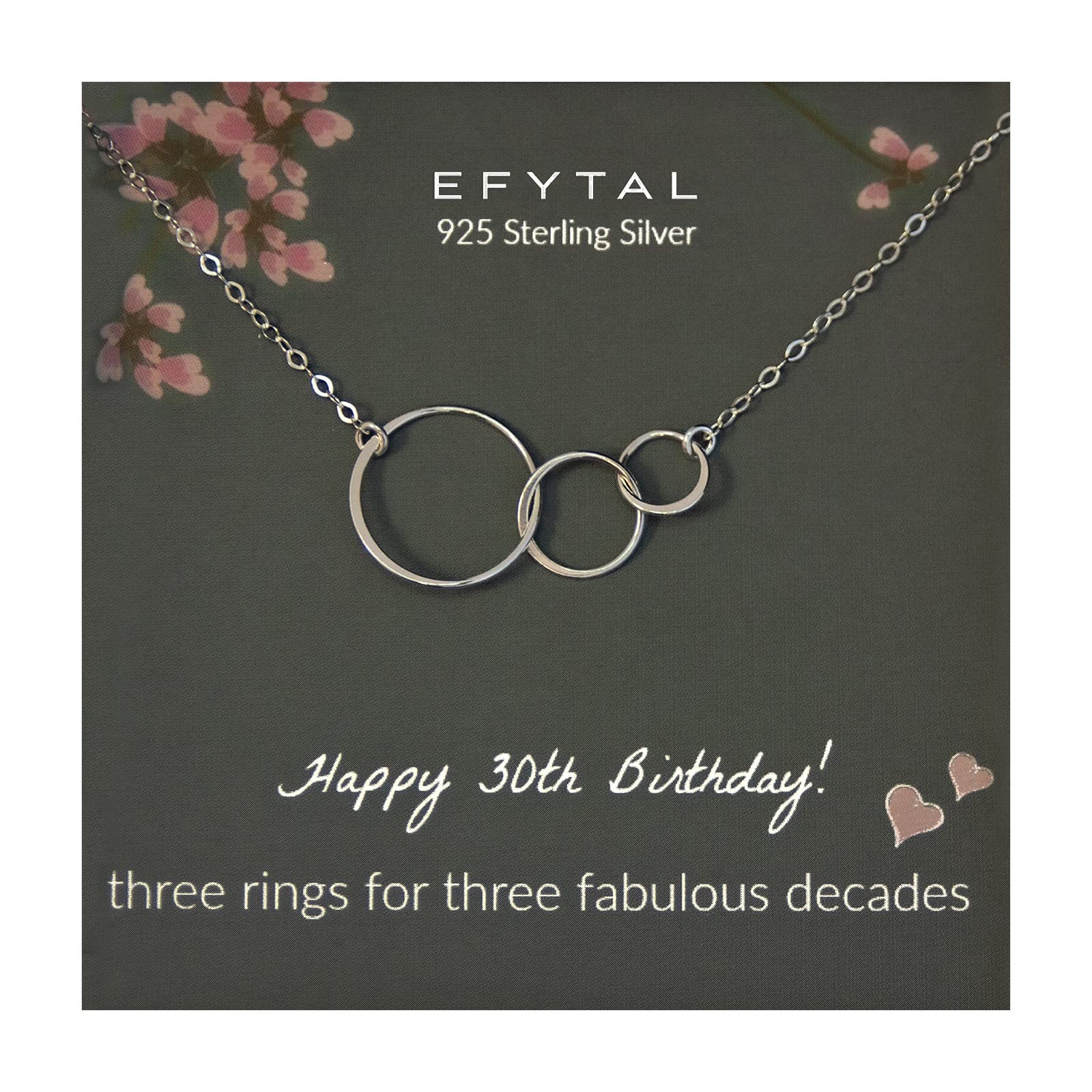 EFYTAL 30th Birthday Gifts for Women - Sterling Silver & Gold Plated 3 Circles Necklace, 30 Year Old Birthday Jewelry, Best Friend Gift, Birthday Decorations for Parties & Celebrations
