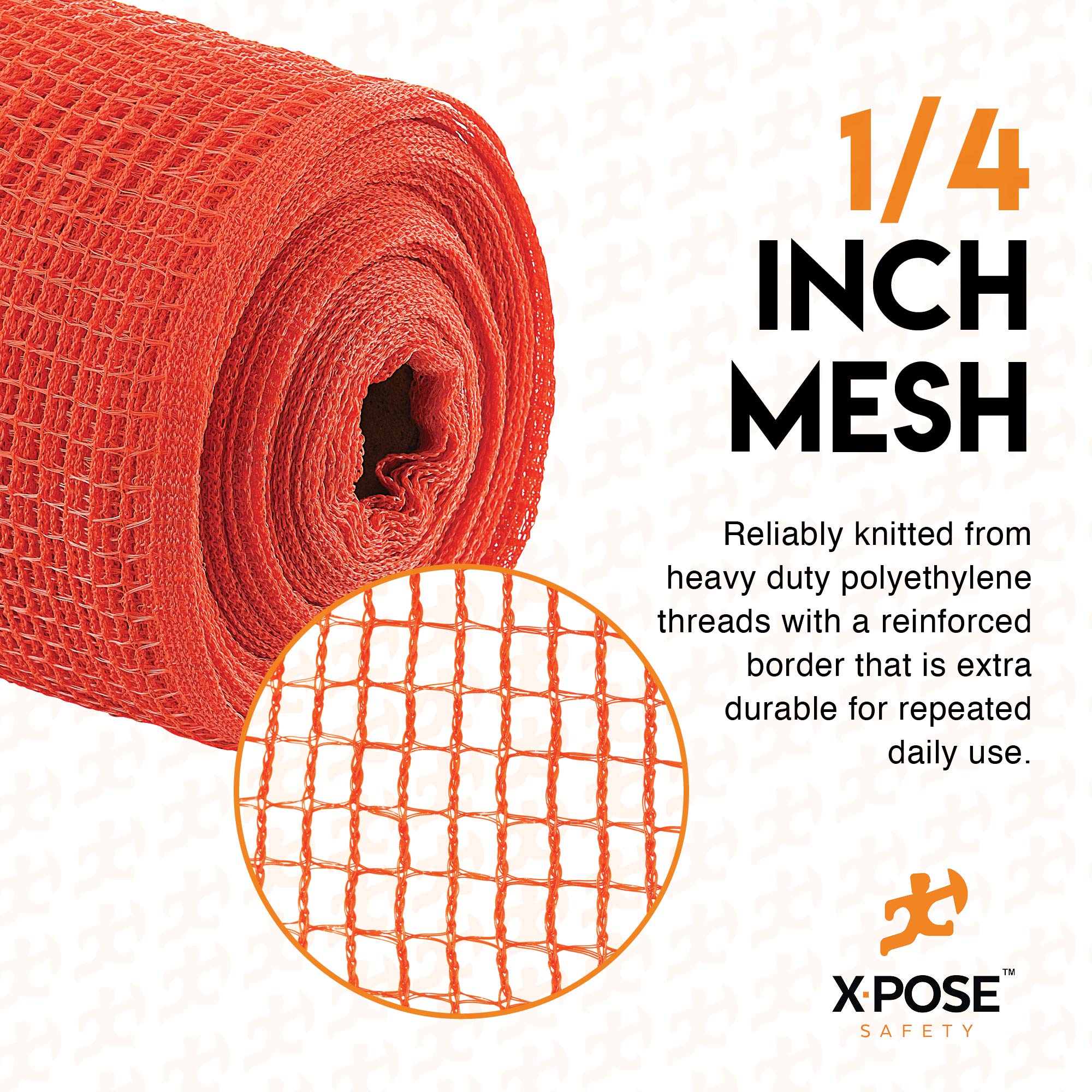 Heavy Duty Construction Safety Debris Netting - 4ft x 150ft Orange Fire Retardant Scaffold Net, 1/4