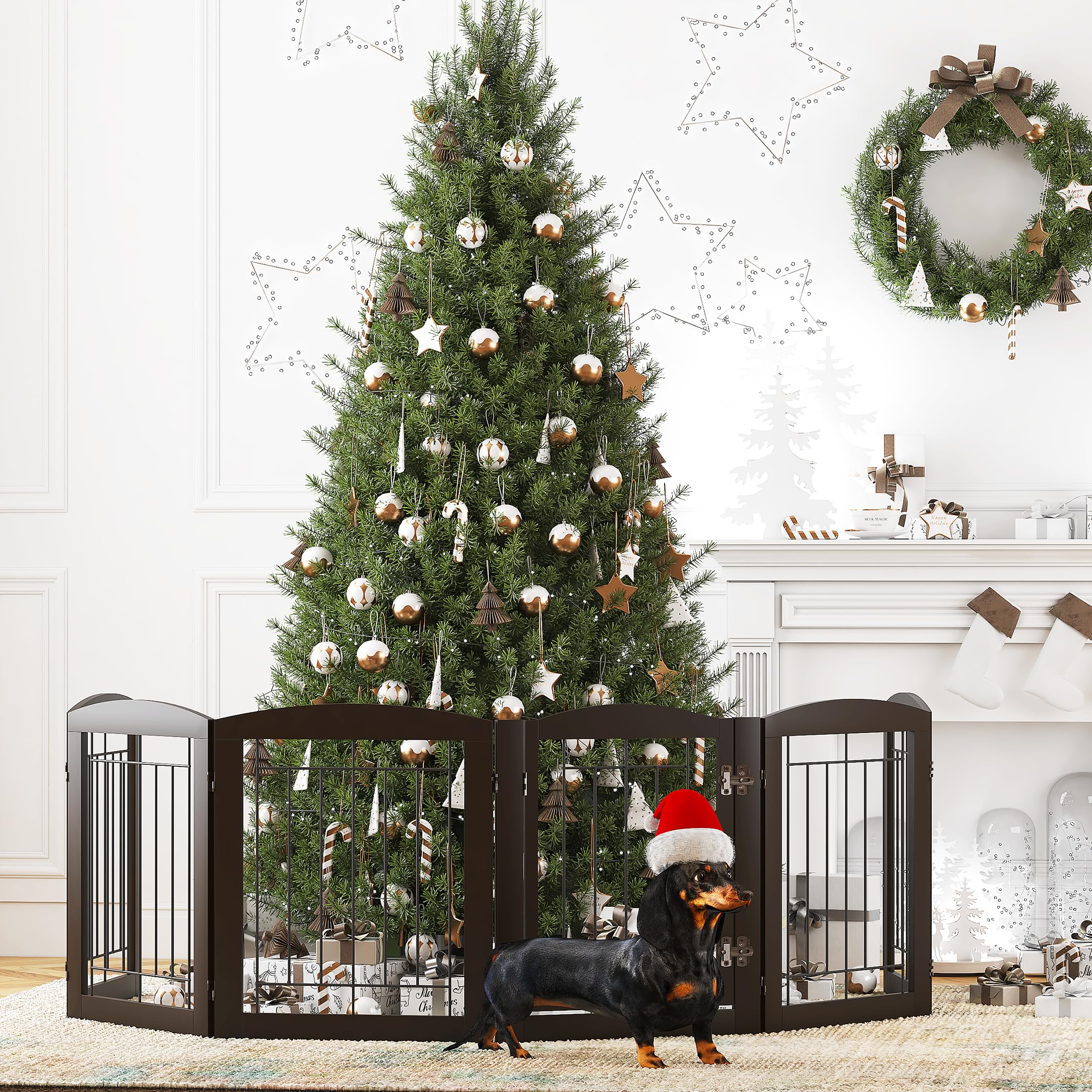 Extra Wide Wooden Dog Gate with Walk-Through Door - 12