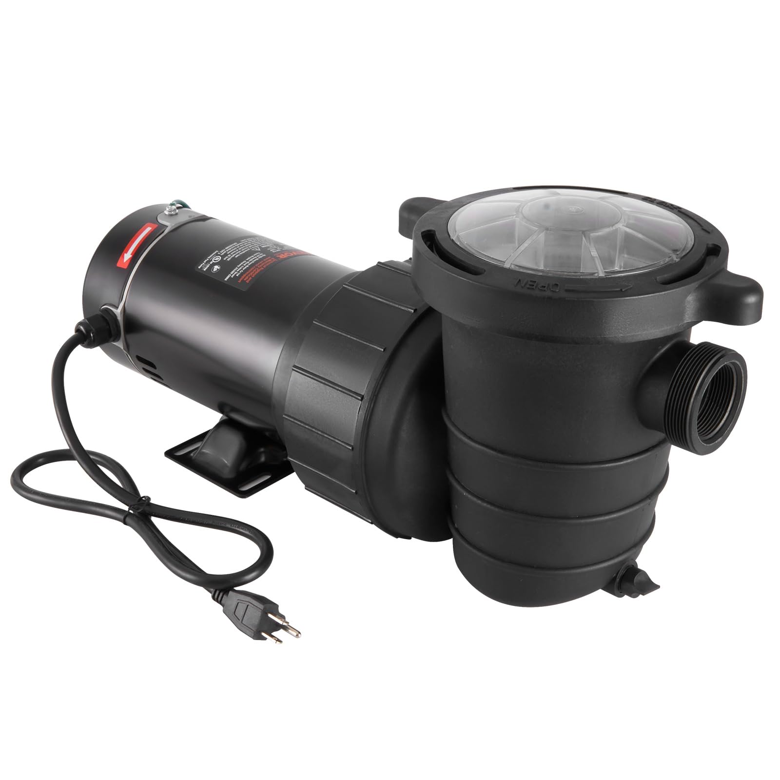 VEVOR 1HP Above Ground Pool Pump, 80 GPM Max Flow Single Speed Swimming Pool Pump, 120V 3450 RPM with Filter Basket - Ideal for Above Ground Pools, Hot Tubs, Spas, Backyard Water Features & Summer Pool Maintenance