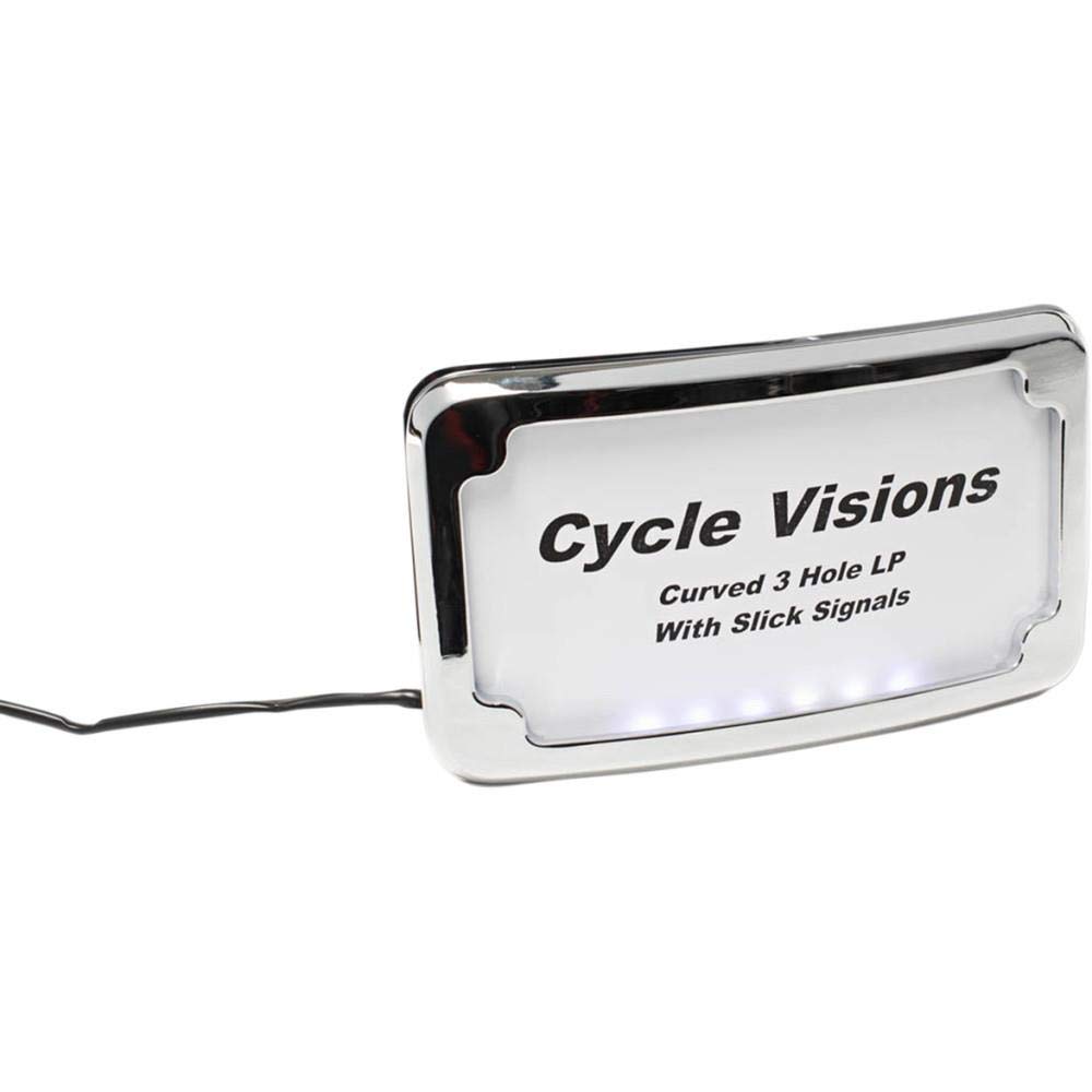 CV4641 Chrome Curved 3-Hole License Plate Mount with LED Lighted Frame - Universal Fit for Cars, Trucks & SUVs - Durable Weatherproof Design for Day & Night Visibility