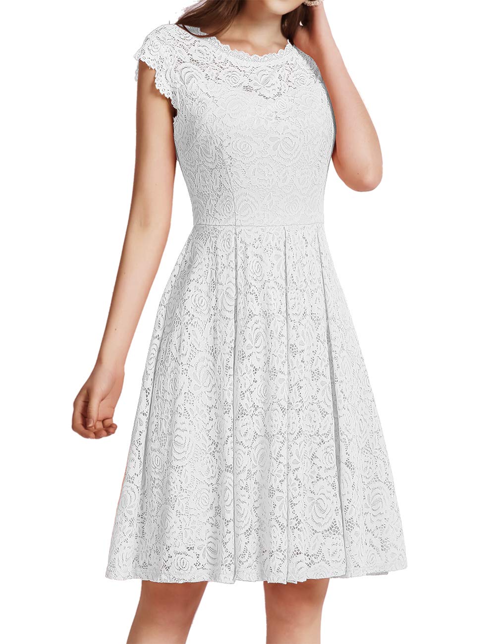 Meetjen Floral Lace Prom Graduation Cocktail Dress for Women - Elegant A-Line Wedding Guest Dress for Parties, Dinners & Special Occasions