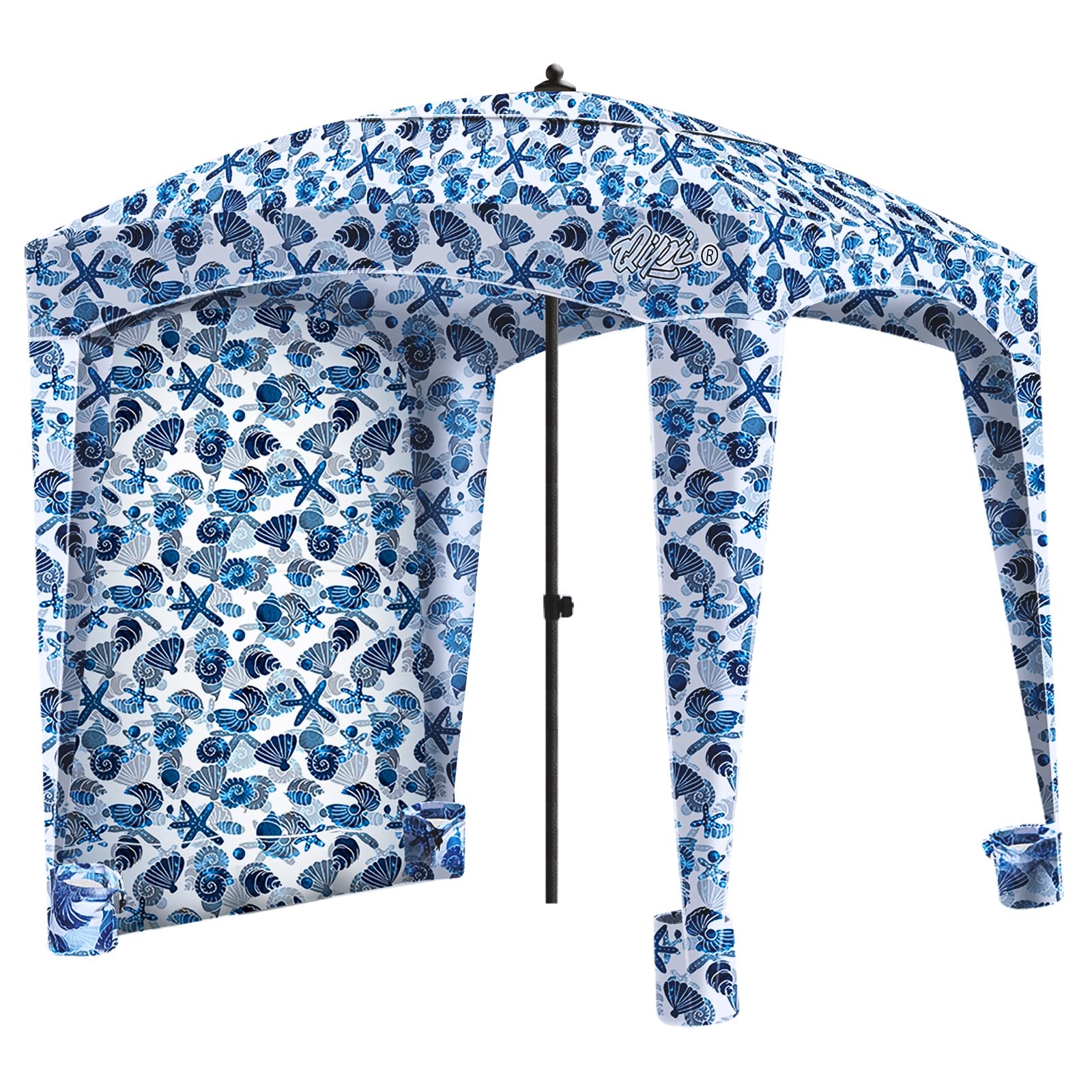 Qipi Beach Cabana - 6' x 6' Portable Sun Shelter with UPF 50+ UV Protection, Waterproof Canopy & Included Side Wall - Easy Setup Beach Tent for Family, Kids & Friends - Perfect for Beach Days, Pool Parties & Outdoor Adventures