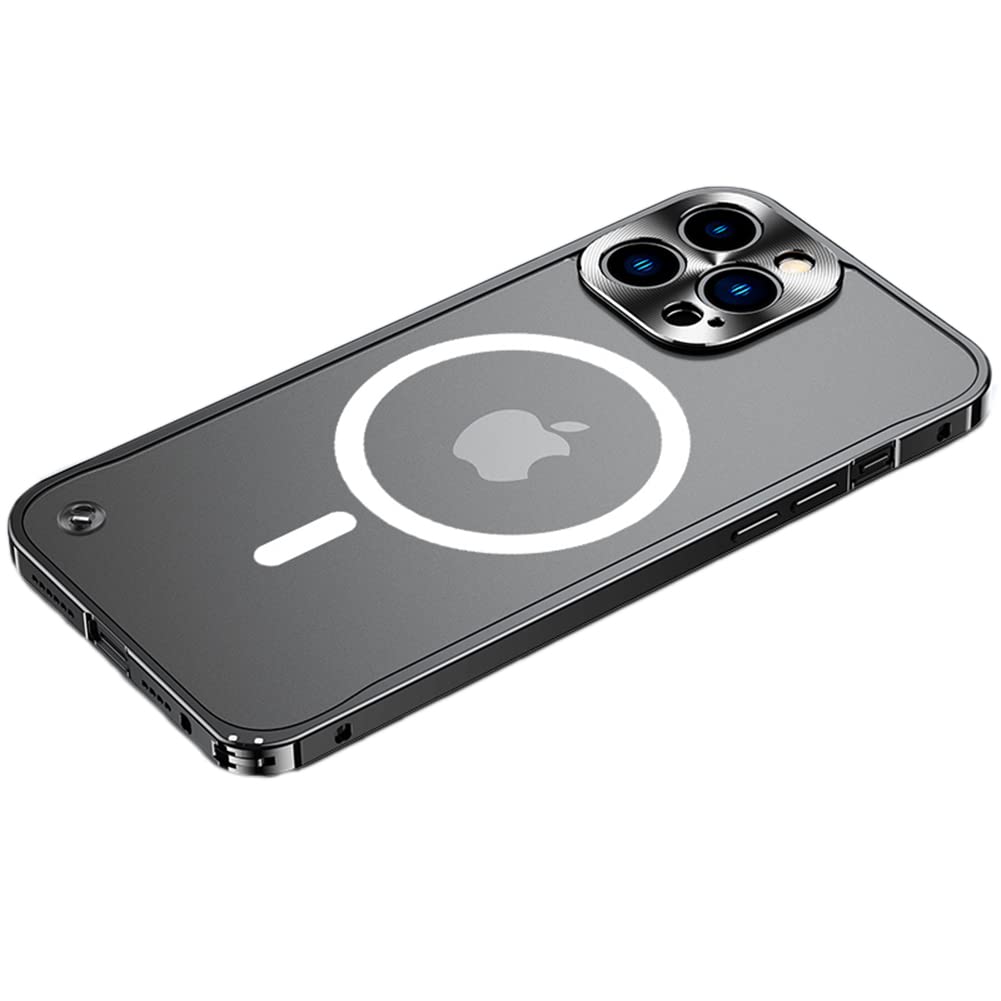 HikerClub iPhone 13 Pro Max Case with MagSafe - Ultra Slim Frosted PC Back & Metal Frame, Military-Grade Protection (Black) | Perfect for Outdoor Adventures, Travel & Daily Use