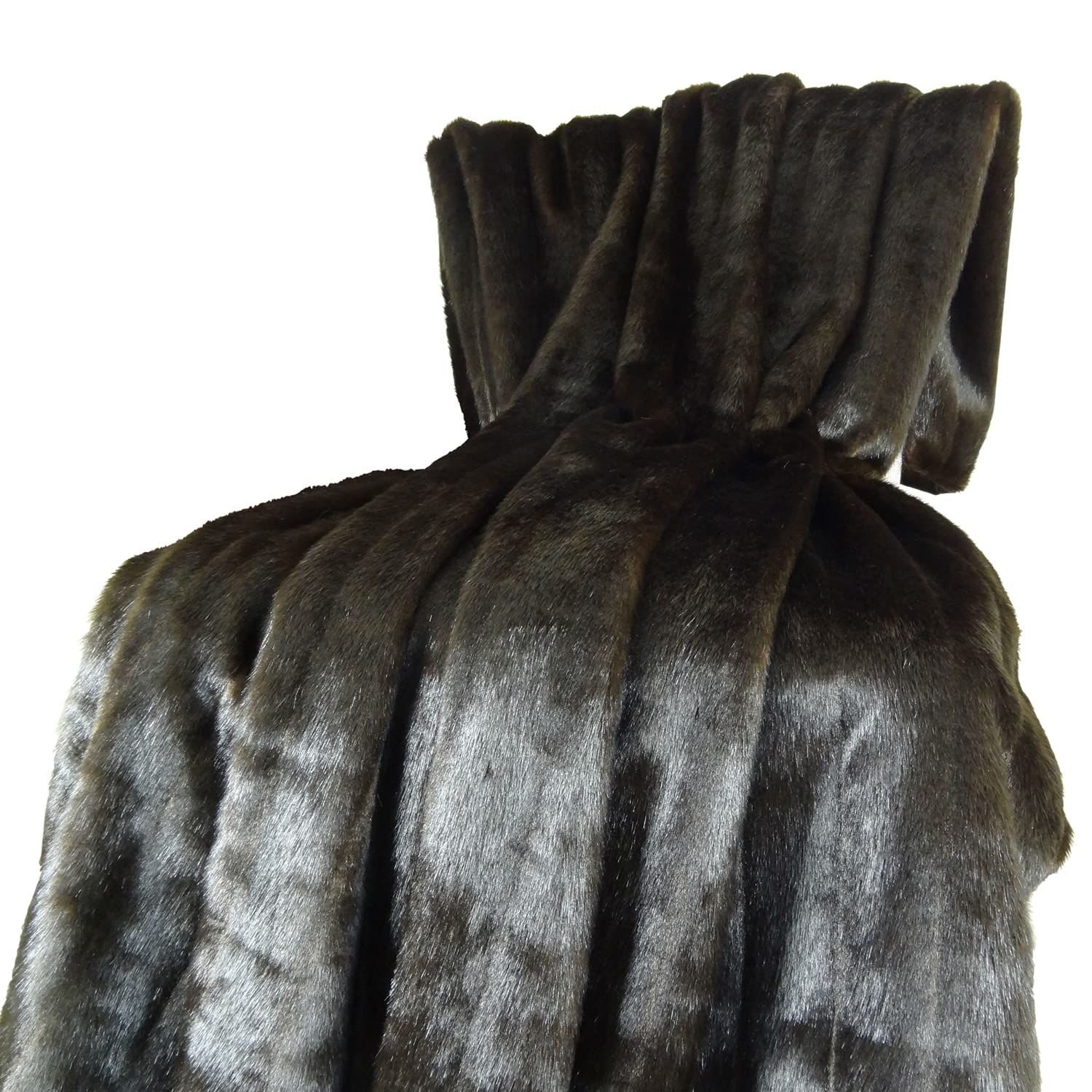 Plutus Brands Handmade Tip Dyed Mink Throw Pillow - 114x120 Inches King Size Dark Brown - Luxury Bedroom Decor & Sofa Cushion for Living Room