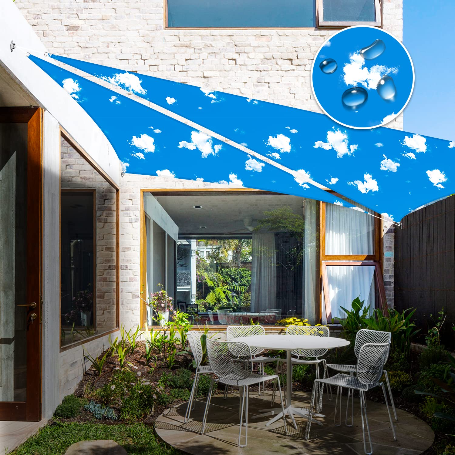 17' x 17' x 17' Waterproof Triangle Sun Shade Sail - UV Block Canopy Cover for Pergola, Patio, Deck, Balcony & Yard - Outdoor Sun Protection (Sky Blue) - Perfect for Backyard, Poolside & Garden Shade Solutions