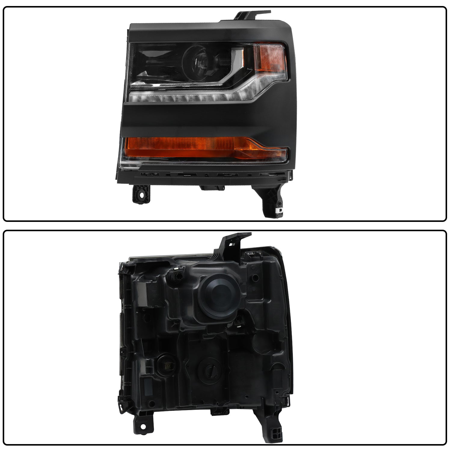 Black HID Headlight Assembly Left/Driver Side for 2016-2018 Chevy Silverado 1500 - No Bulbs/Ballast Included - LED Parking Light - GM2502451 84017968 - Perfect for Night Driving & Off-Road Adventures