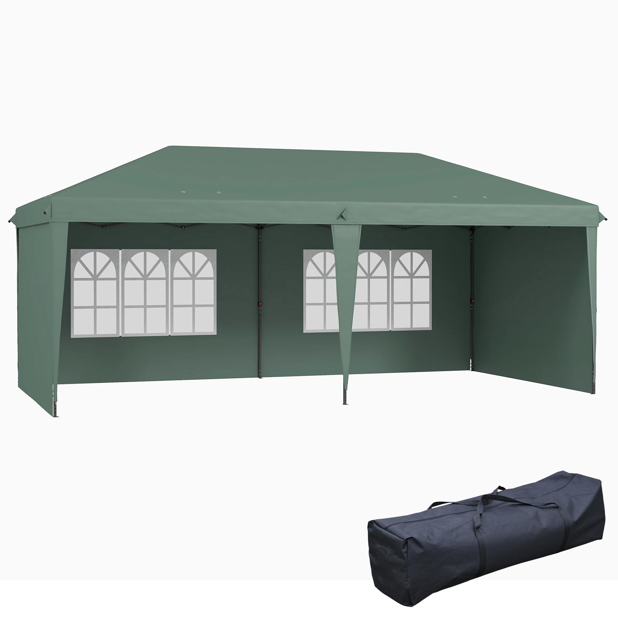 Outsunny 10' x 20' Heavy Duty Pop Up Canopy Tent with 4 Sidewalls & Carrying Bag - Instant Outdoor Gazebo for Parties, Garden, Patio, Camping, Beach, and Backyard Events