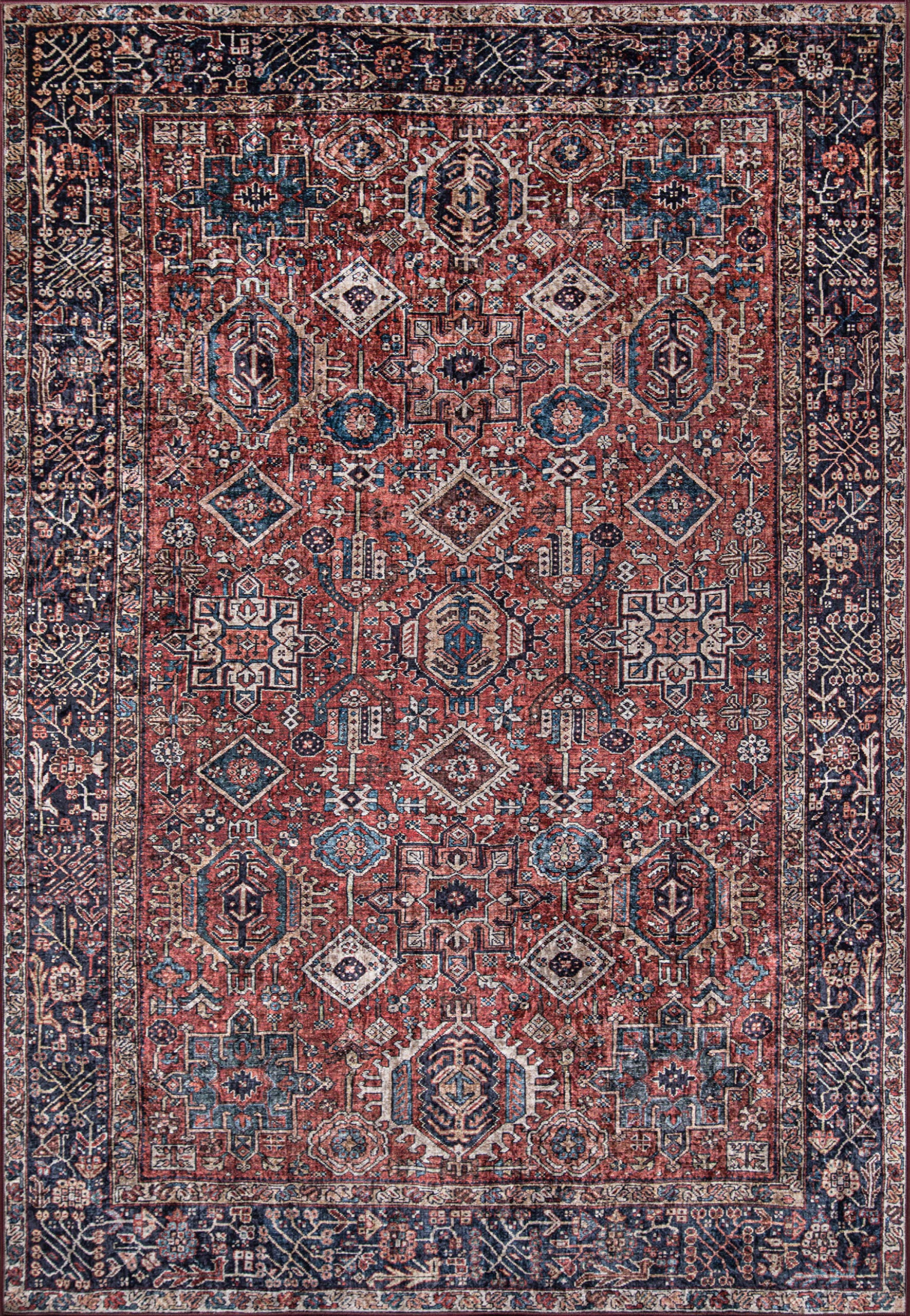 Nolita Rugs Annecy Polyester Rust Area Rug 6' x 9' - Soft & Durable Indoor/Outdoor Rug for Living Room, Bedroom, or Patio
