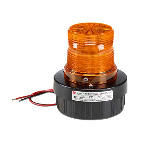 Federal Signal AV1ST-024A 24V DC Amber Strobe & Alarm Combo - Pipe/Surface Mount Warning Signal for Industrial Safety & Emergency Alert Systems