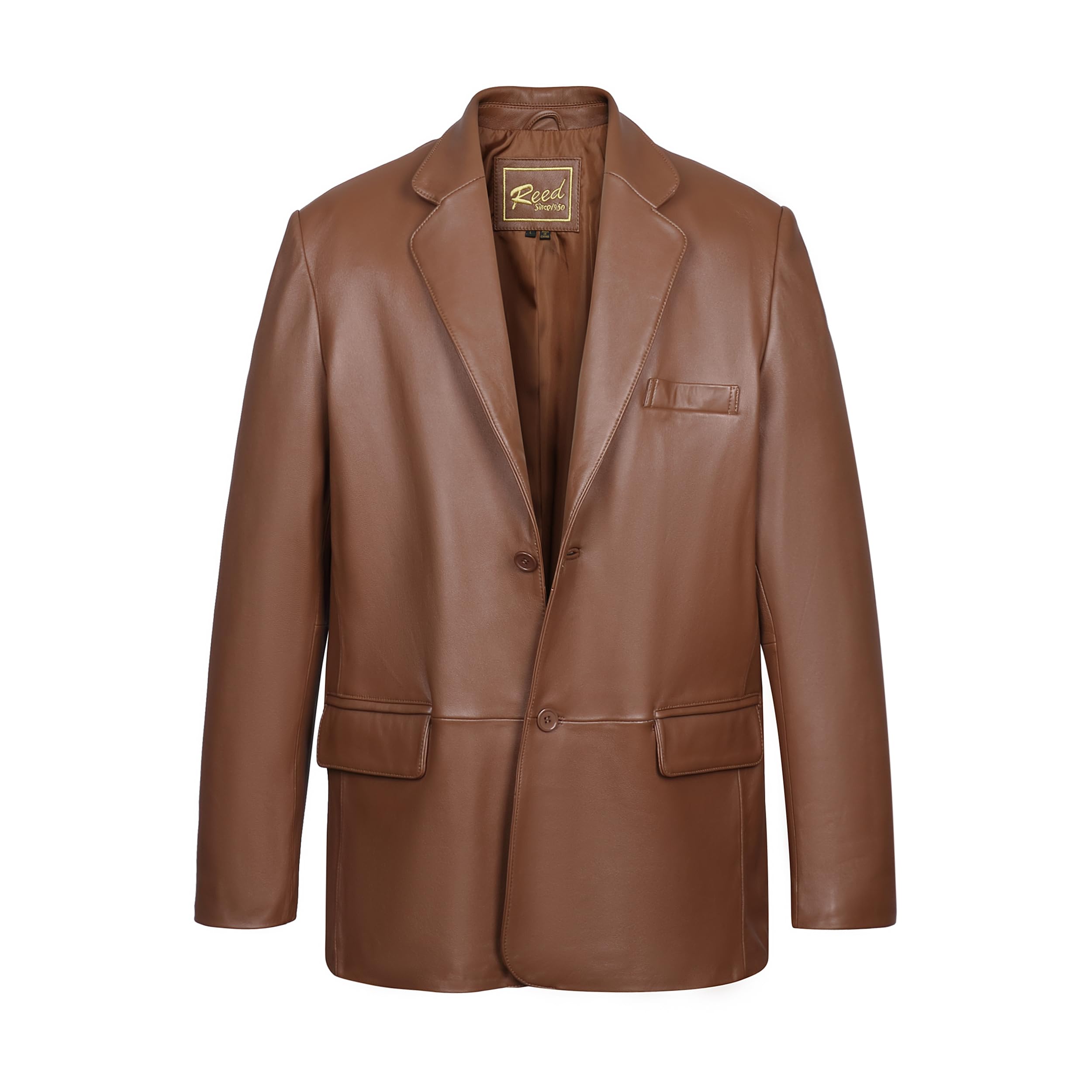 Premium REED Men's Lamb Skin Leather Blazer - Imported Italian Leather Jacket for Business, Date Night & Formal Occasions