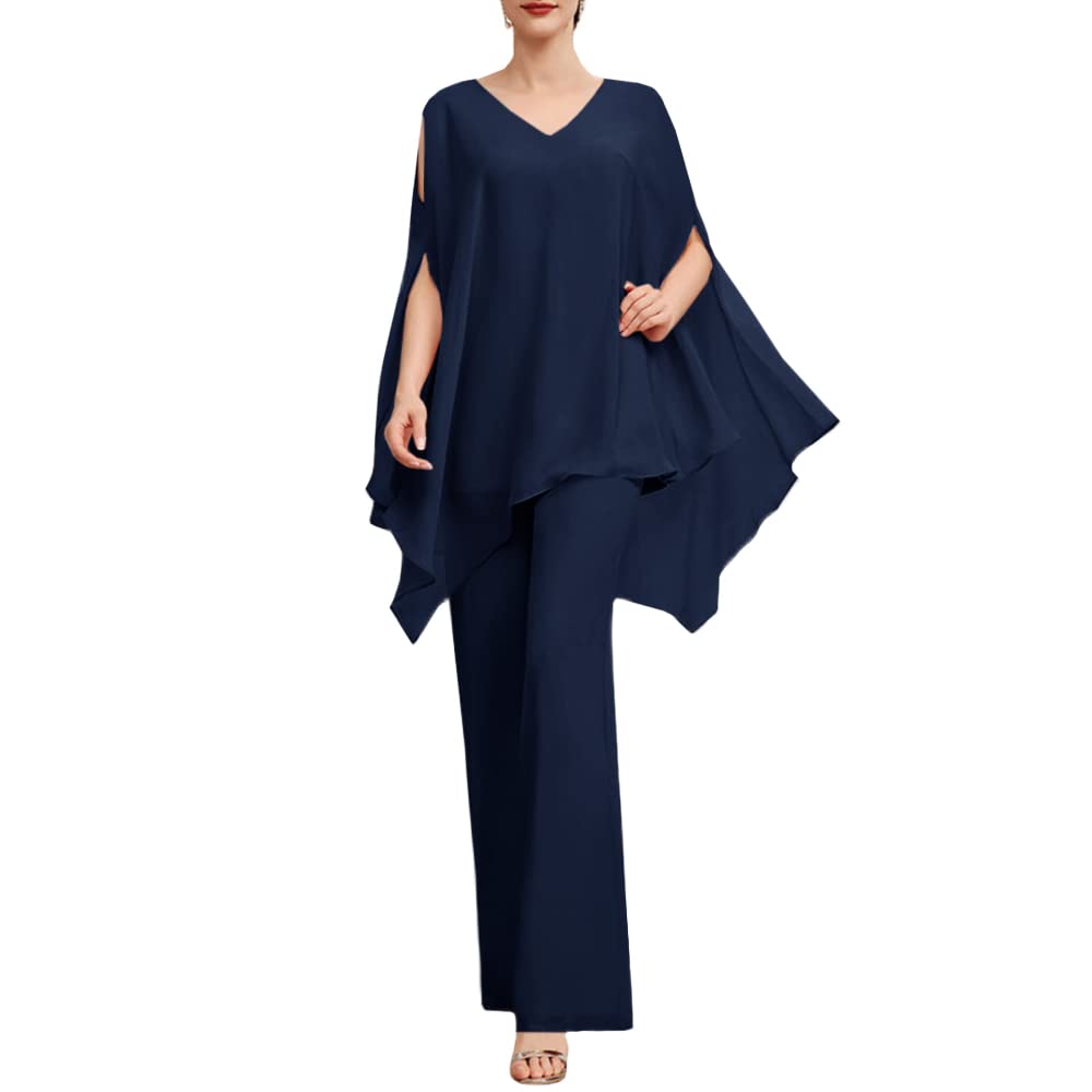 Zongqiven Women's Elegant 2-Piece Chiffon Pant Suit for Wedding Guest, Evening Party & Formal Events - Perfect for Bridal Showers, Cocktail Parties & Special Occasions