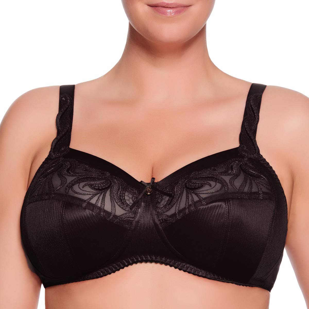 Ulla Women's Full Figure Non-Wired Bra 2528 Black 40H - Comfortable Support for Plus Size Women, Everyday Wear & Sleep Bras for Large Bust
