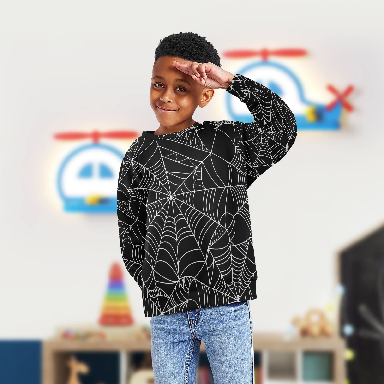 **Plaaee Kids Fleece Crewneck Sweatshirt - Monster Truck Long Sleeve Pullover for Boys & Girls (4T) | Warm & Cozy Winter Playwear**