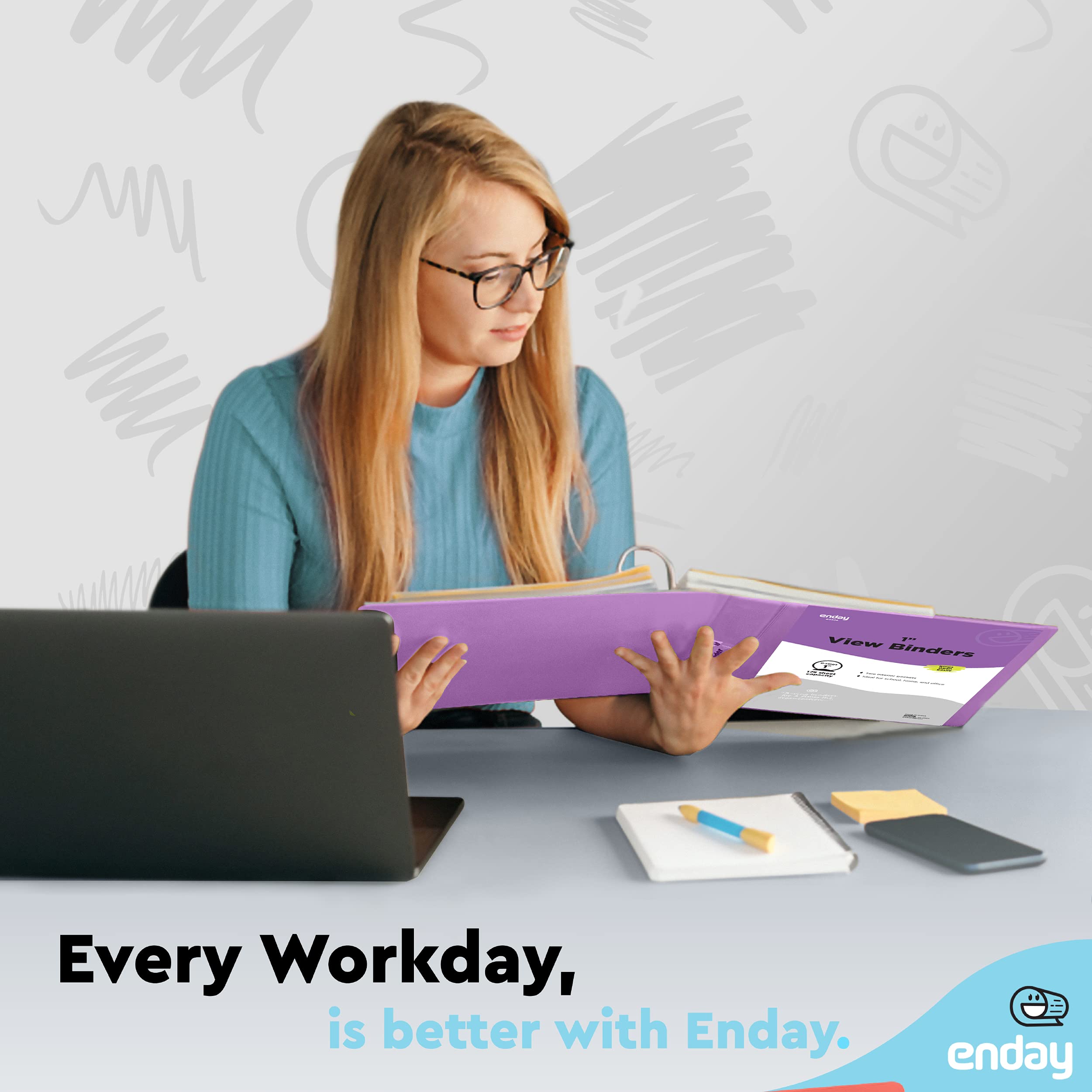 1 Inch 3 Ring Binder with Clear View Cover - 2 Inside Pockets, Purple School & Office Supplies for Organizing Documents, Homework, Presentations - Perfect for Students, Teachers & Professionals
