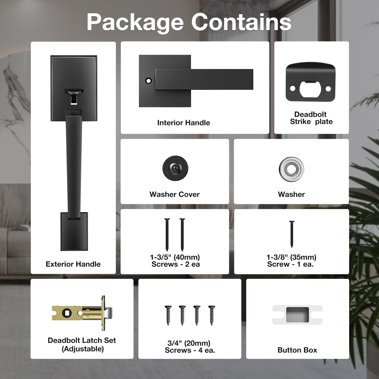 Brightify Modern Matte Black Front Door Handle - Reversible Exterior Entry Door Lever for Left & Right Hand Doors - Passage Function with Lower Half Grip - Perfect for Home, Office & Commercial Buildings