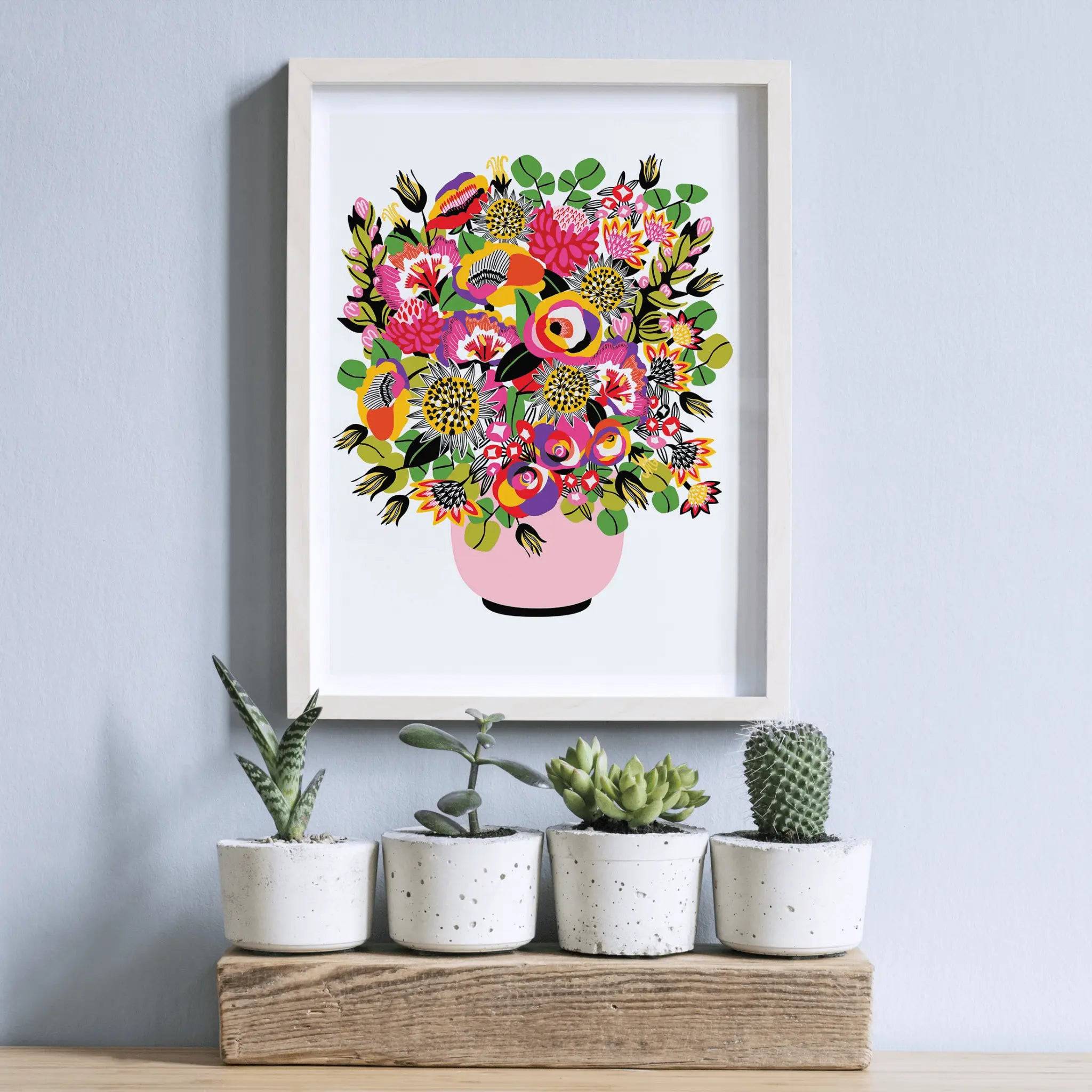 Modern Roses and Lilies Wall Art Print - Floral Canvas Painting for Living Room, Bedroom & Office Decor