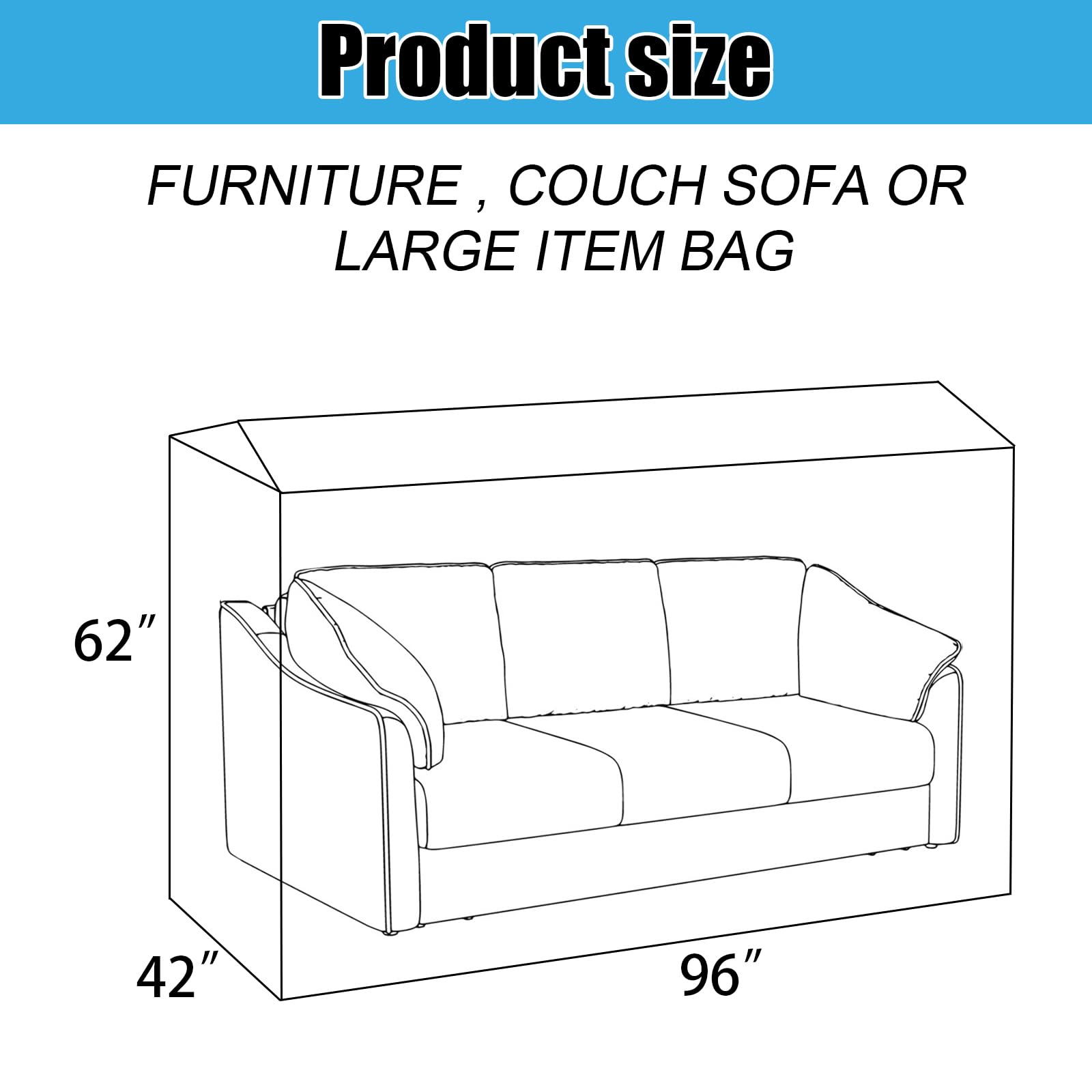 Clear Plastic Sofa Couch Cover - Waterproof Furniture Protector for Moving (96