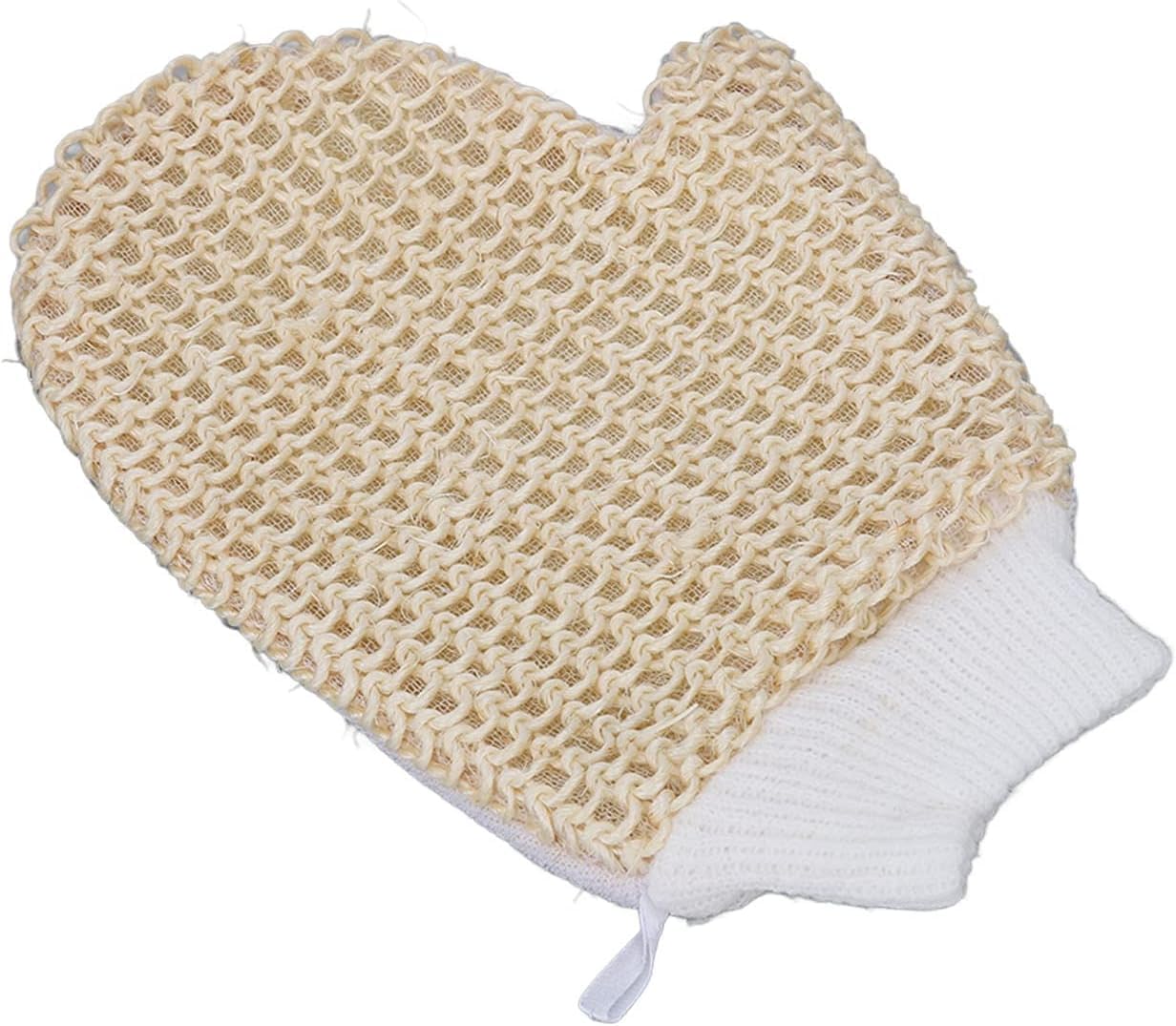 B-LADY Exfoliating Loofah Glove - Body Scrubber & Shower Mitt for Dead Skin Removal - Pack of 1 (Beige) - Perfect for Back, Legs & Full Body Exfoliation in Shower or Bath