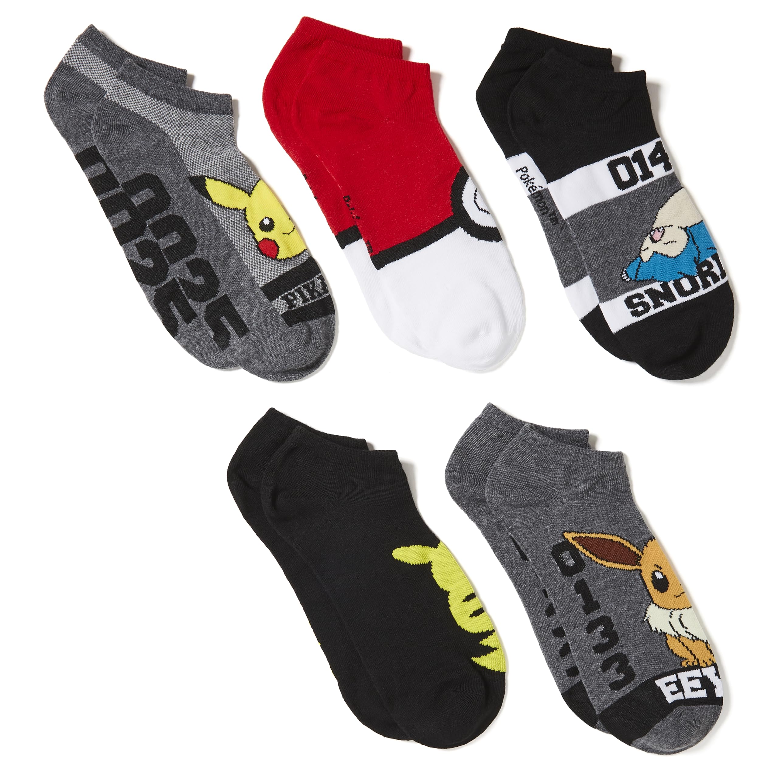 Pokemon No Show Socks for Men - 5 Pack of Breathable Low Cut Socks - Perfect for Sneakers, Running & Casual Wear