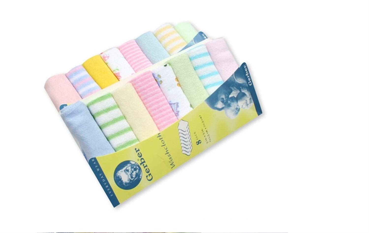 Soft Cotton Baby Washcloths - 8-Piece Newborn Bath Towel Set for Infant Care, Feeding & Wiping | Hypoallergenic & Gentle for Sensitive Skin | Perfect for Nursery, Diaper Changes & Toddler Bath Time (Random Colors)