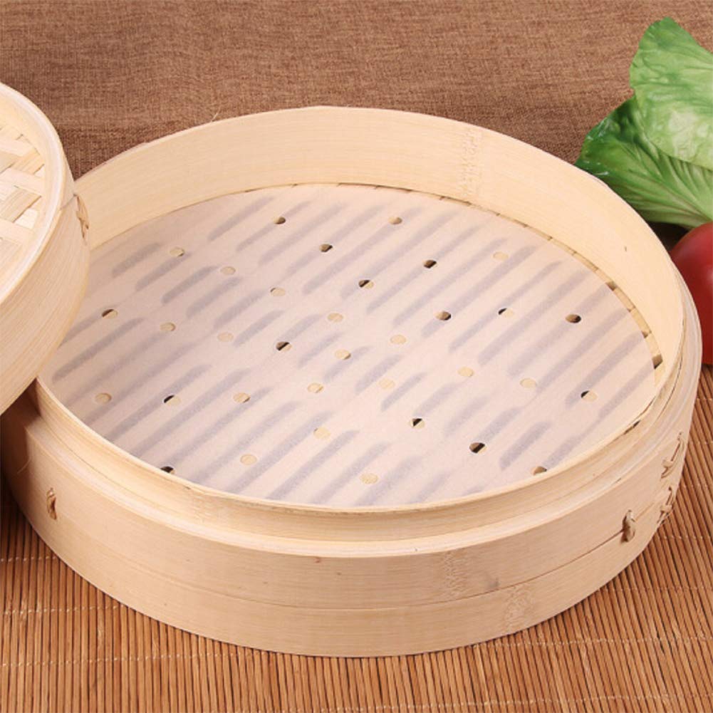 100-Pack 10-Inch Air Fryer Parchment Paper Liners - Reusable, Non-Stick, Pre-Cut for Air Fryers, Bamboo Steamers & Steaming Baskets (6/7/8/9 Inch Options) - Perfect for Healthy Cooking, Meal Prep & Quick Cleanup