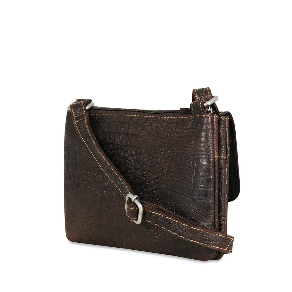Jack Georges HB672 Hornback Crocodile Leather Wallet on String - Premium Brown Men's Wallet for Everyday Use, Travel & Business