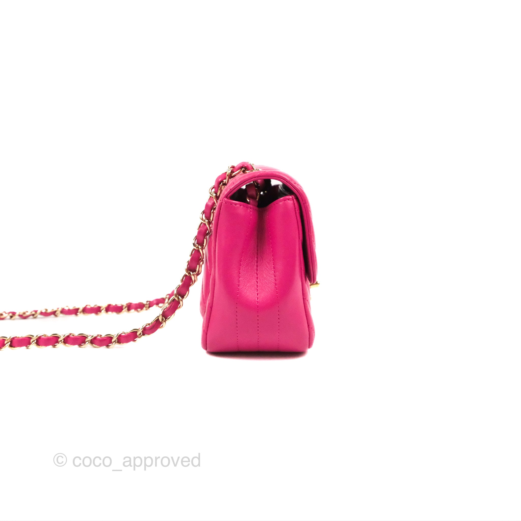 Chanel Chevron Mini Square Flap Bag in Pink Lambskin with Gold Hardware - Perfect for Evening Parties & Luxury Fashion Accessories